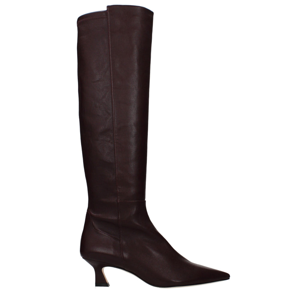 Red Leather High Heel Boots