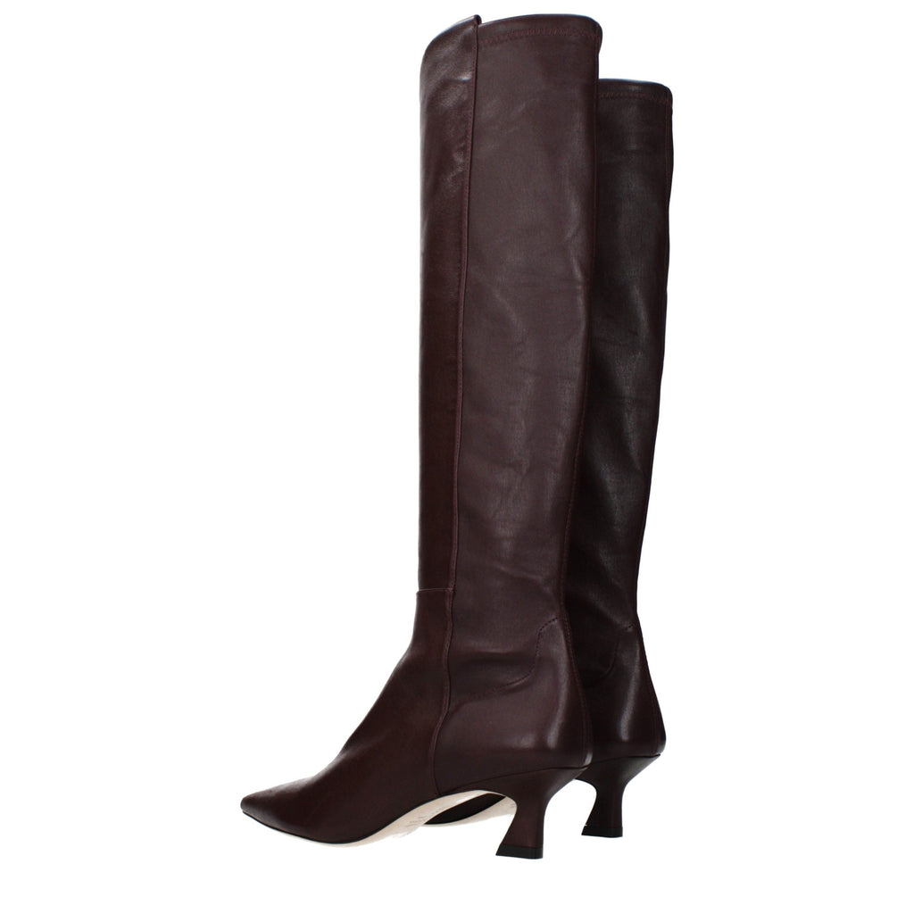 Red Leather High Heel Boots