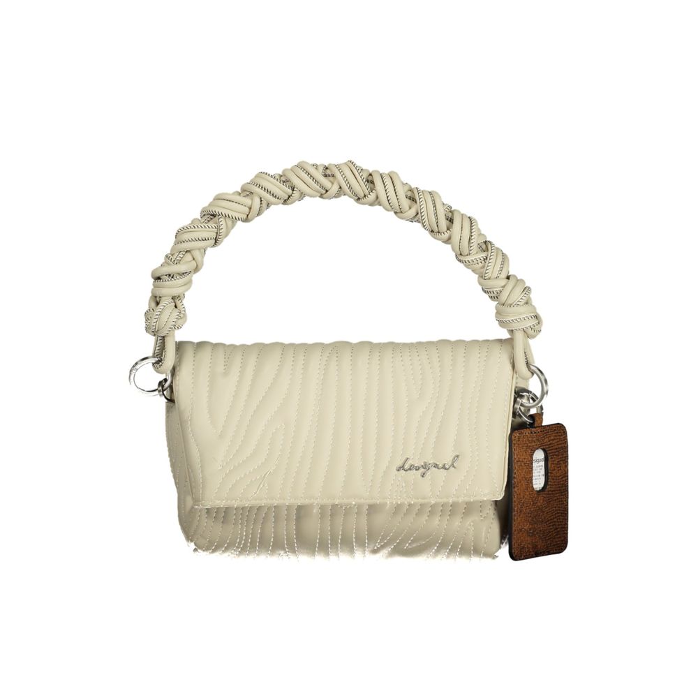 Ecru Polyurethane Women's Handbag