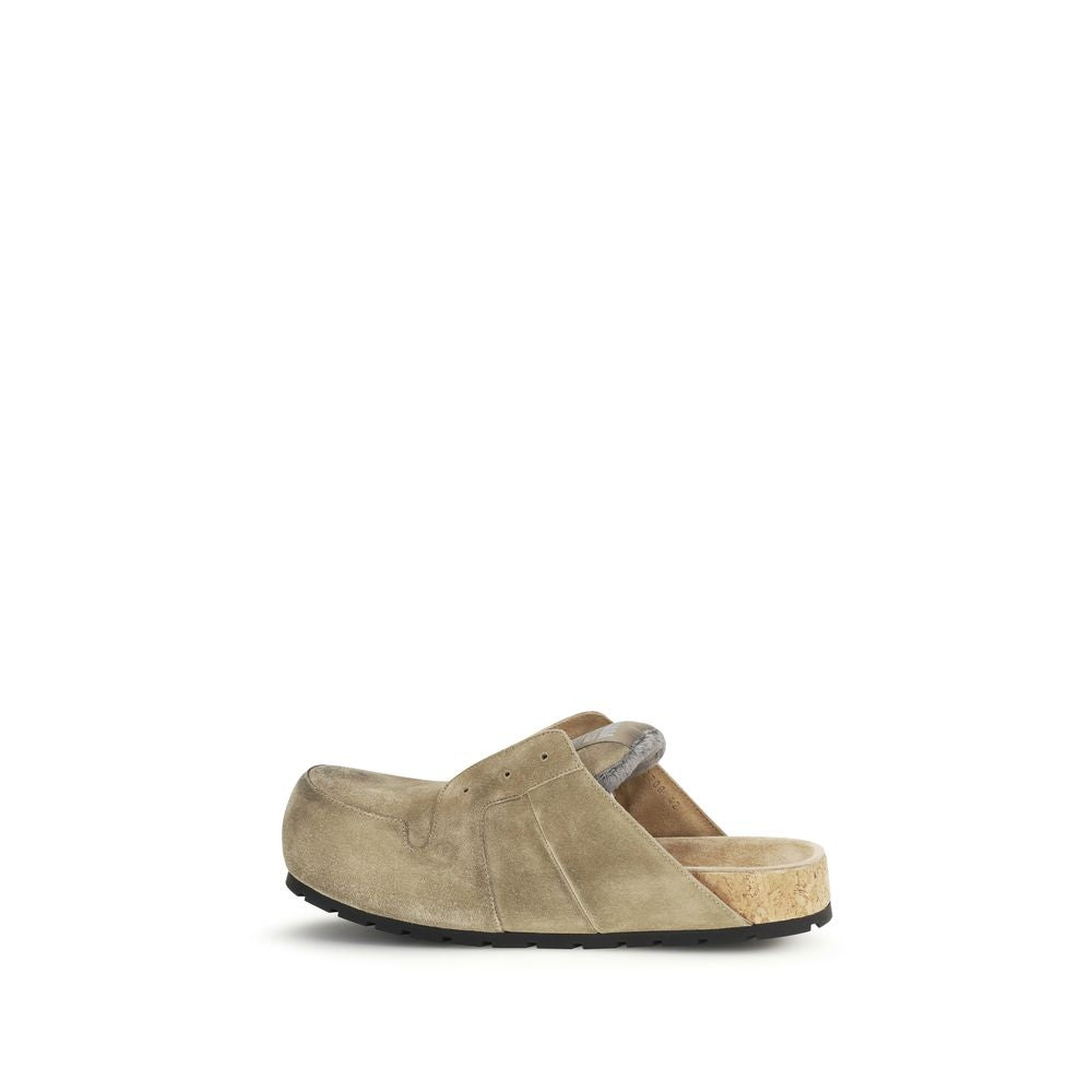 Beige Calf Leather Bos Taurus Mules