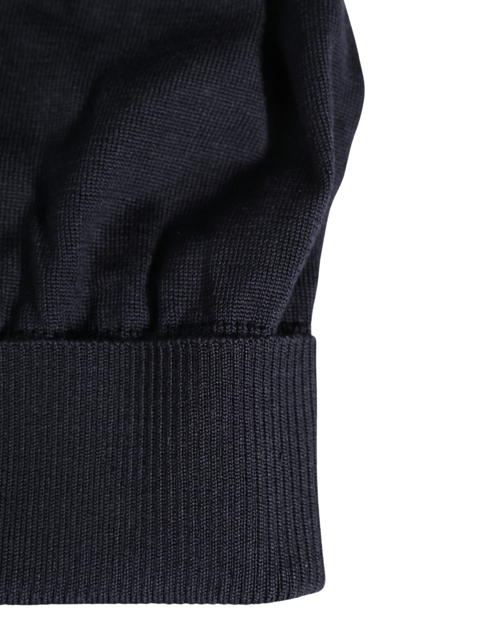 Black Solid Wool Knitted Winter Beanie Cap Hat