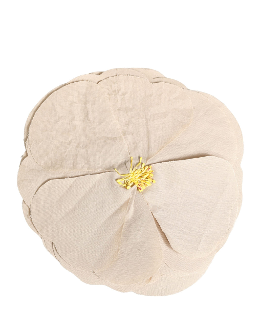 Beige Floral Motif Silk Blend Poplin Fabric Pin  Brooch