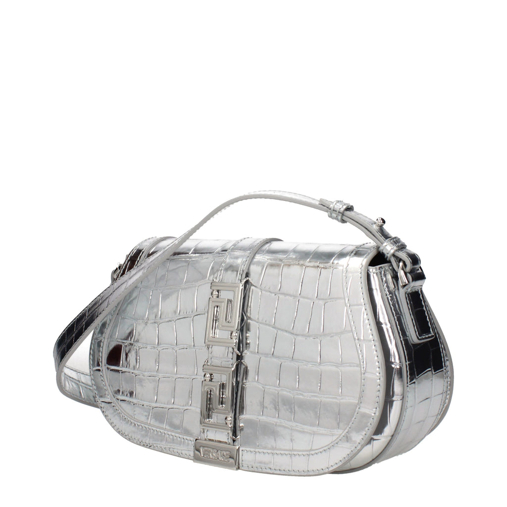 Gray Leather Shoulder Bag