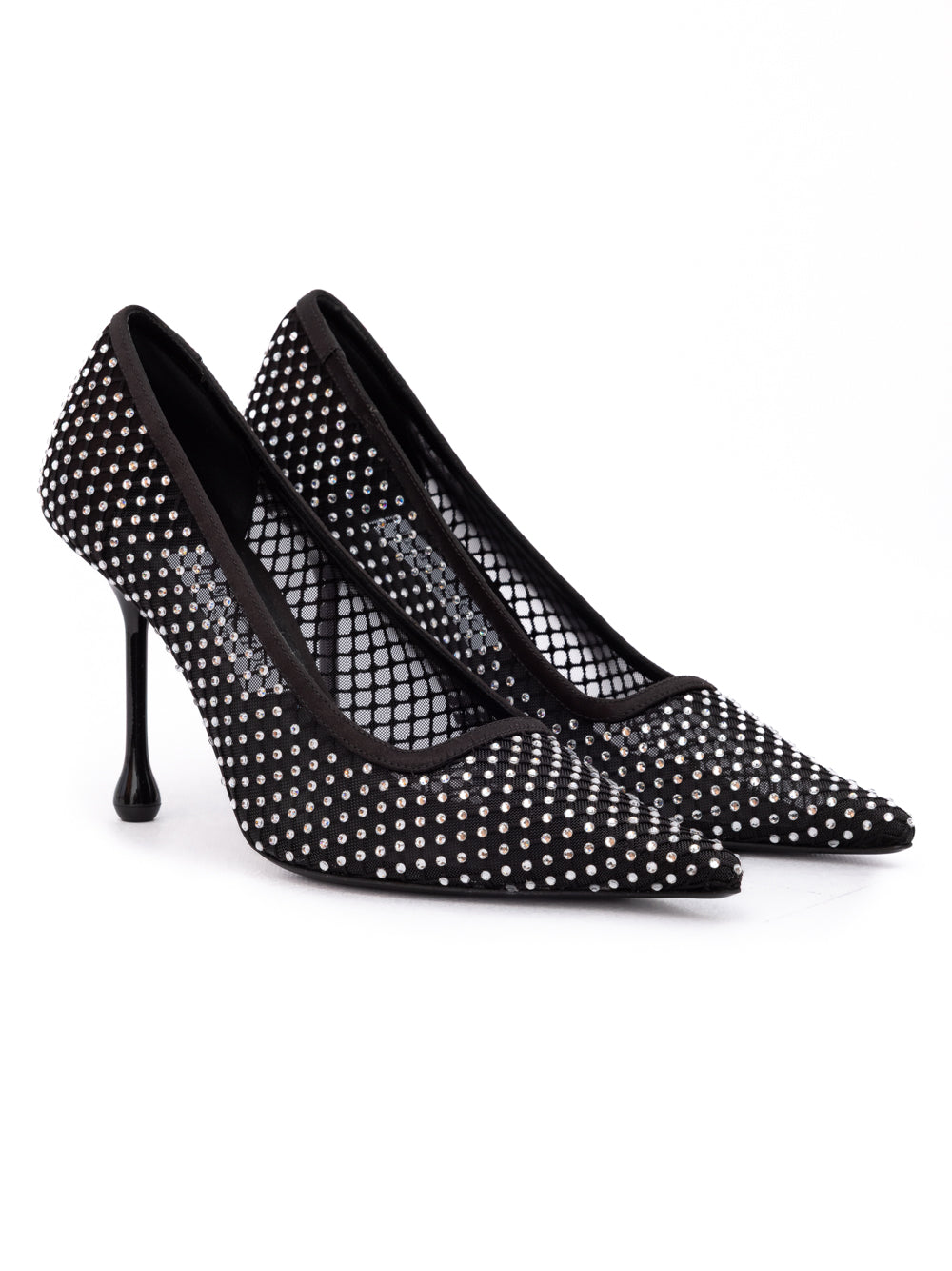 Black Mesh Satin Crystal Ixia 95 Pumps