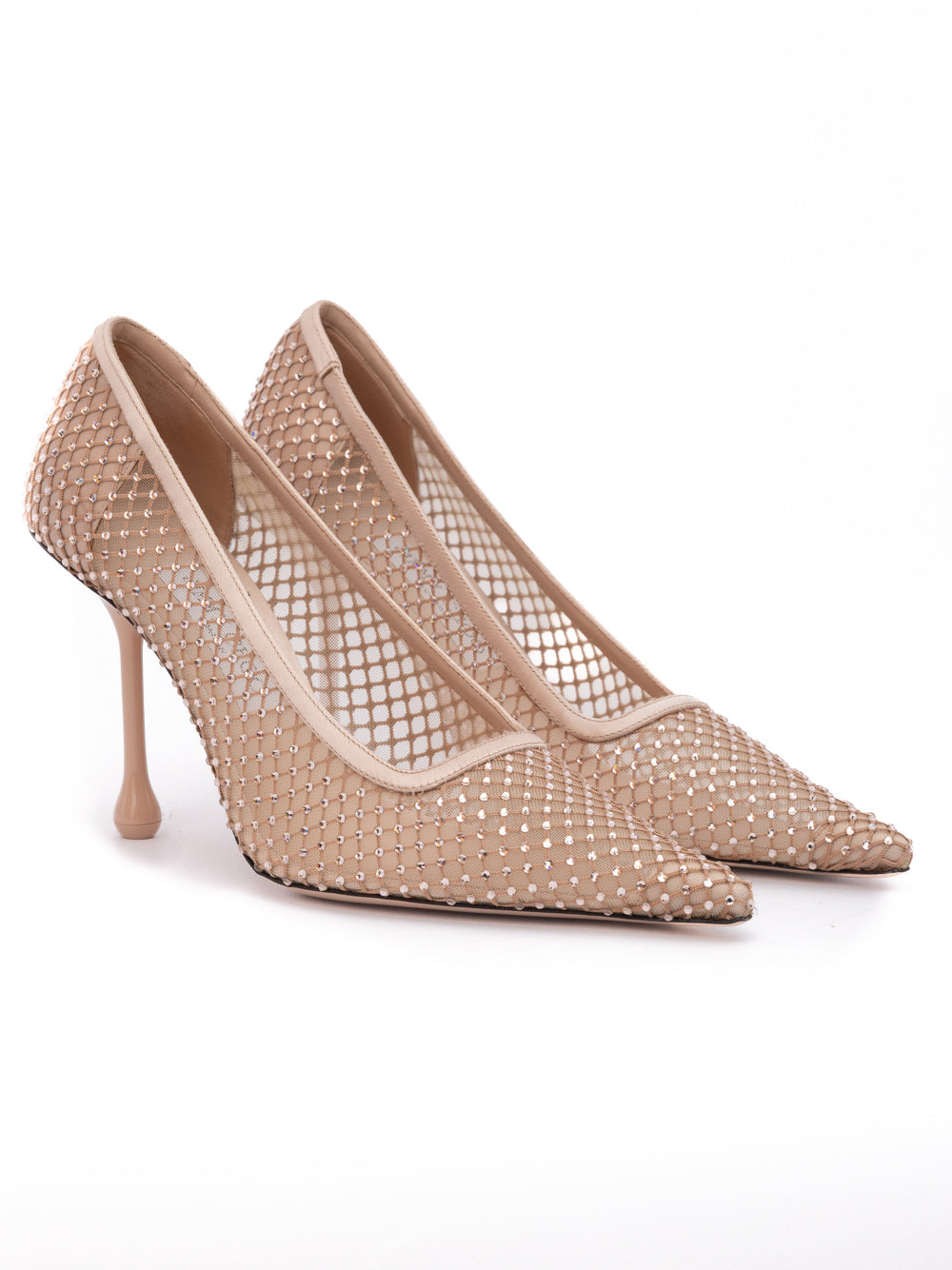 Powder Pink Mesh Satin Crystal Ixia 95 Pumps