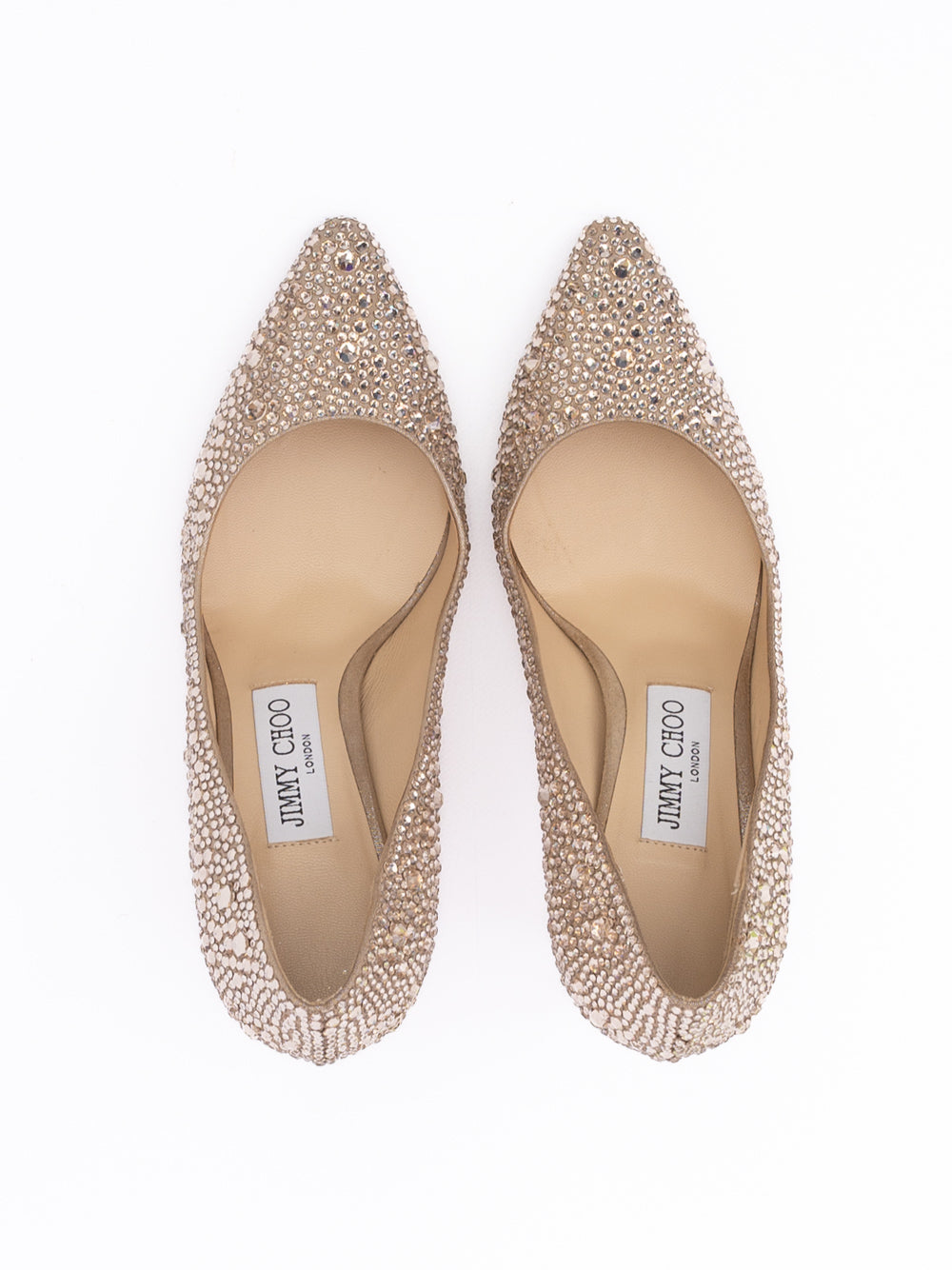 Honey Gold Shimmer Suede Crystals Romy 85 pumps