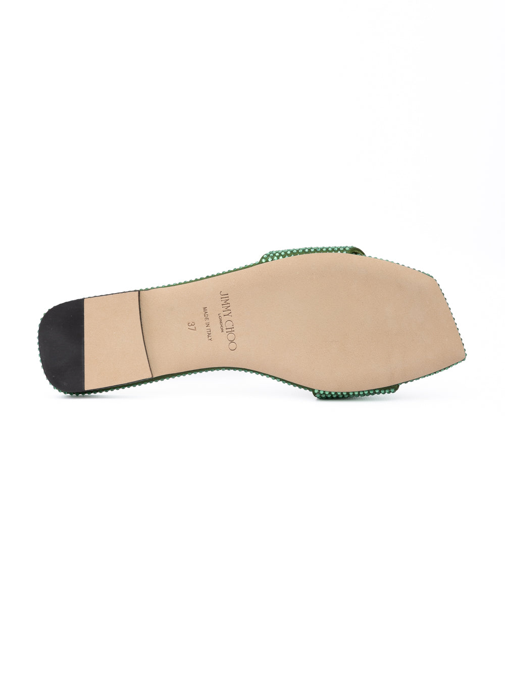Green Satin Crystal Clovis Flat