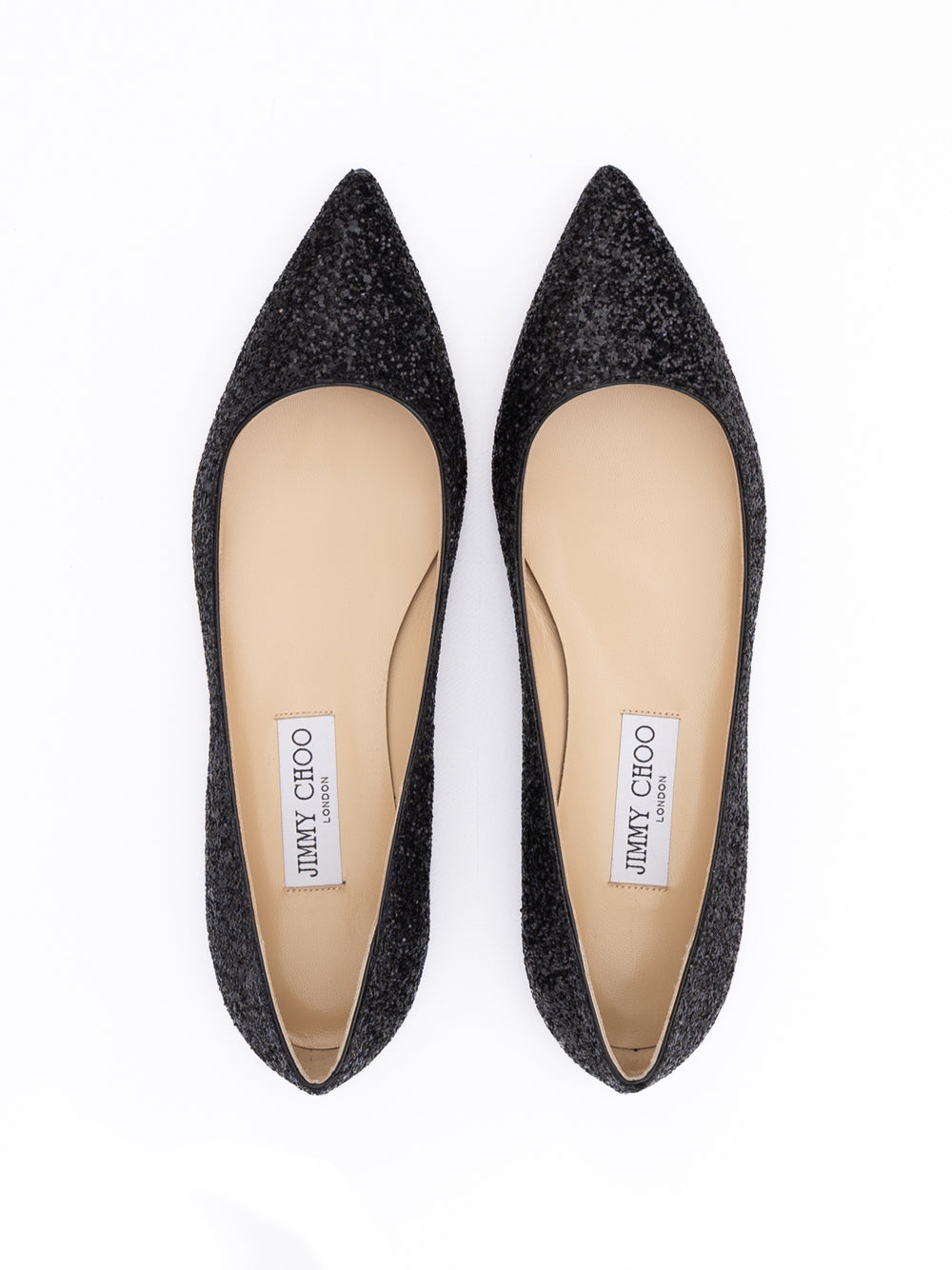 Black Coarse Glitter Fabric Alina Ballet Flat