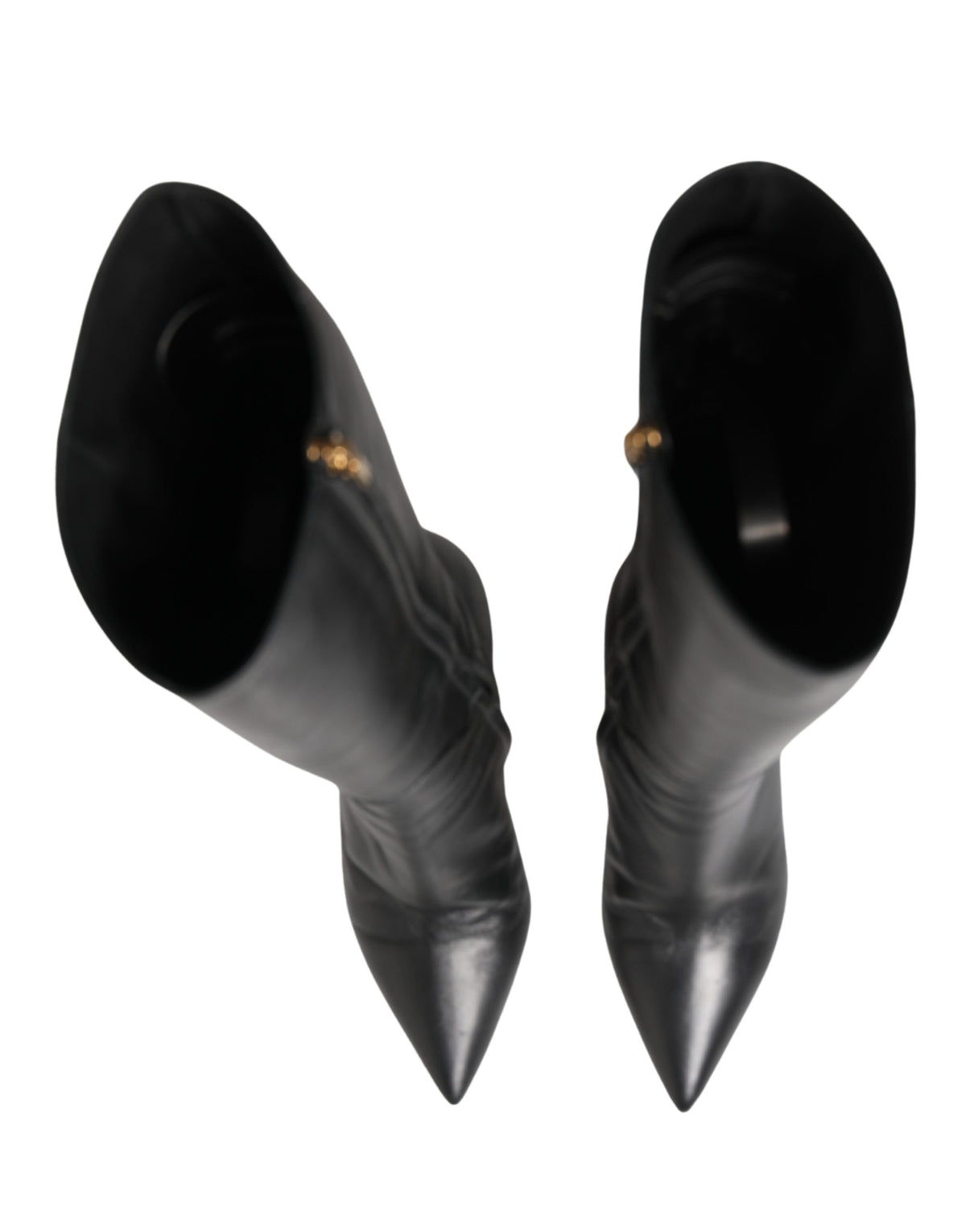Black Leather Heels Knee High Boots Shoes