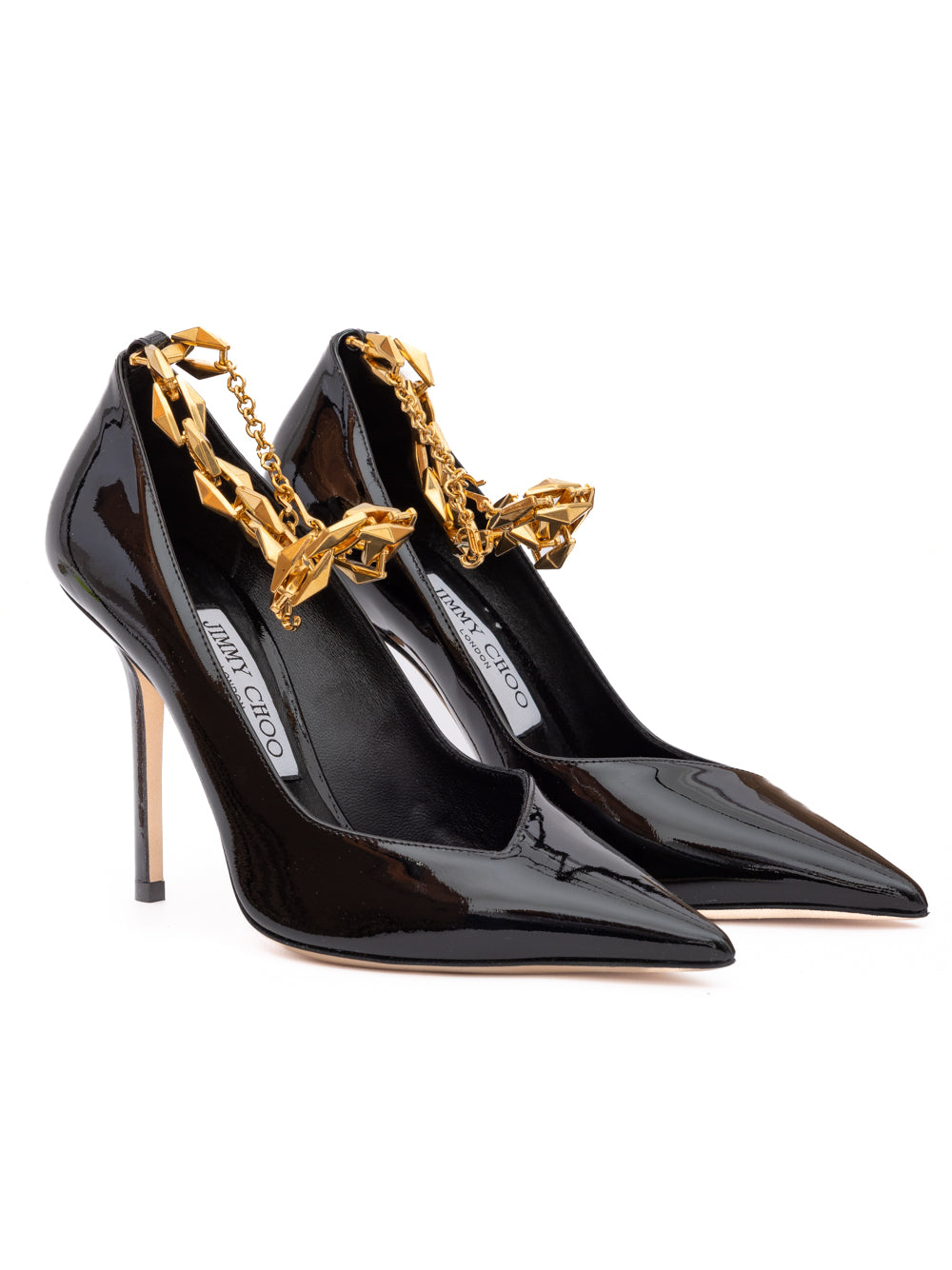 Black Patent Leather Diamond Talura 100 Pumps
