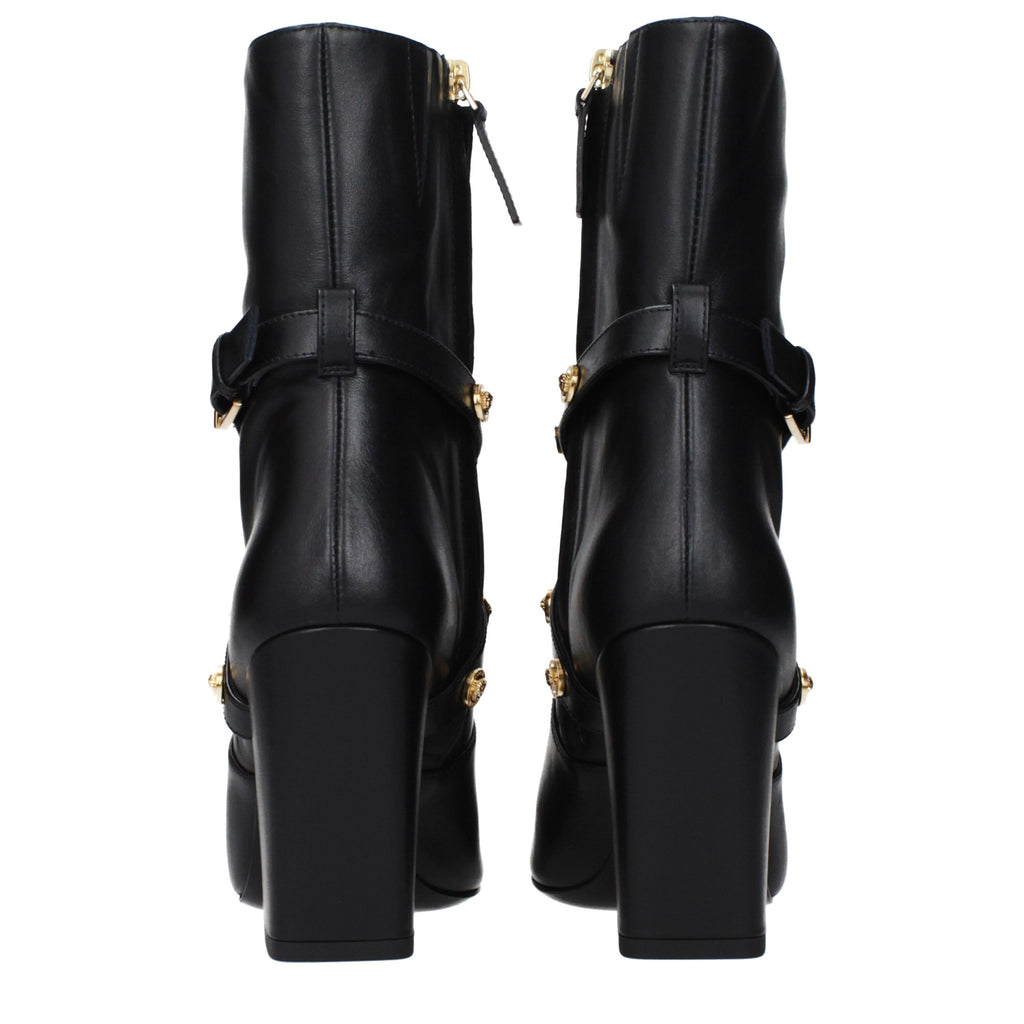 Black Leather Ankle Boots
