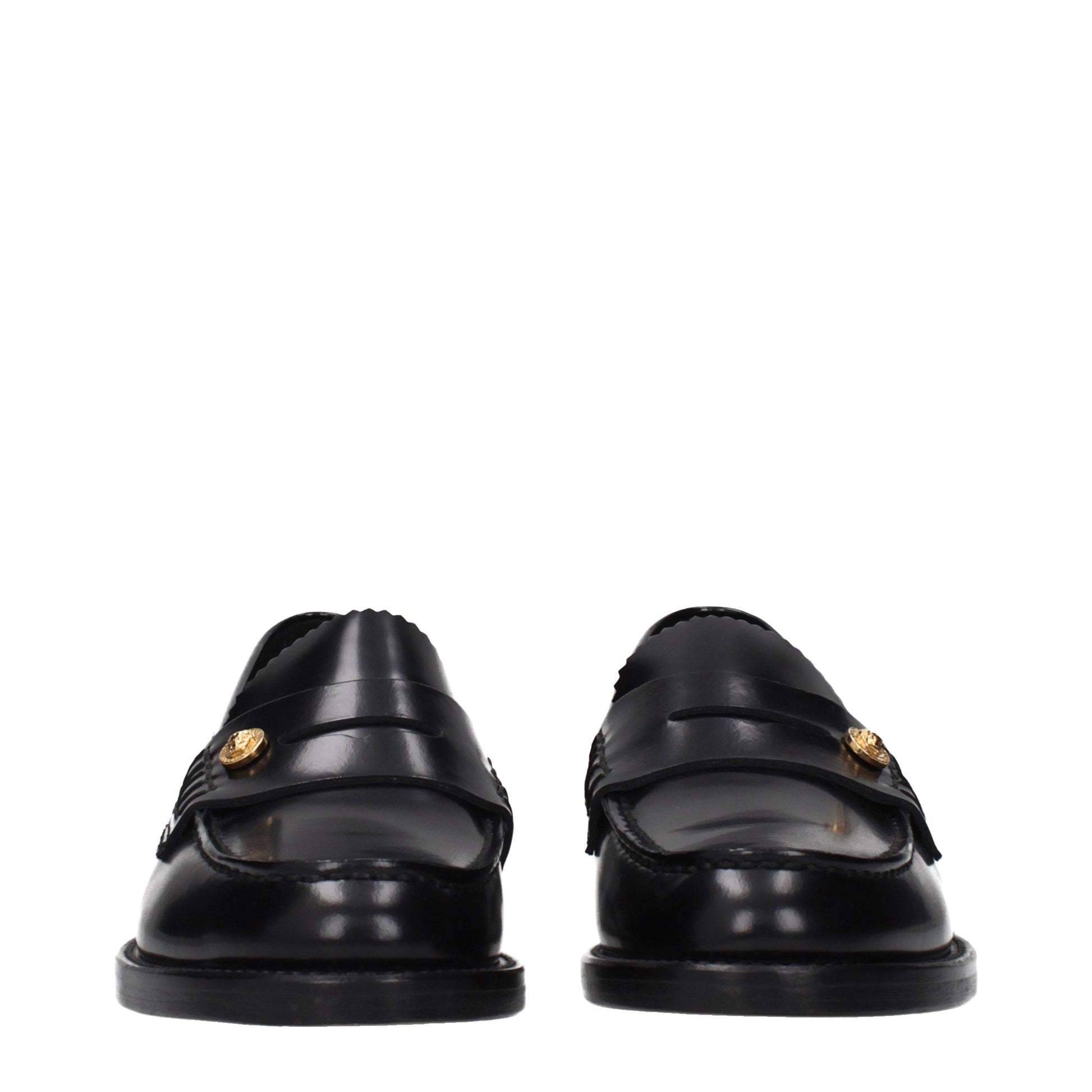 Black Leather Slip-On Loafers