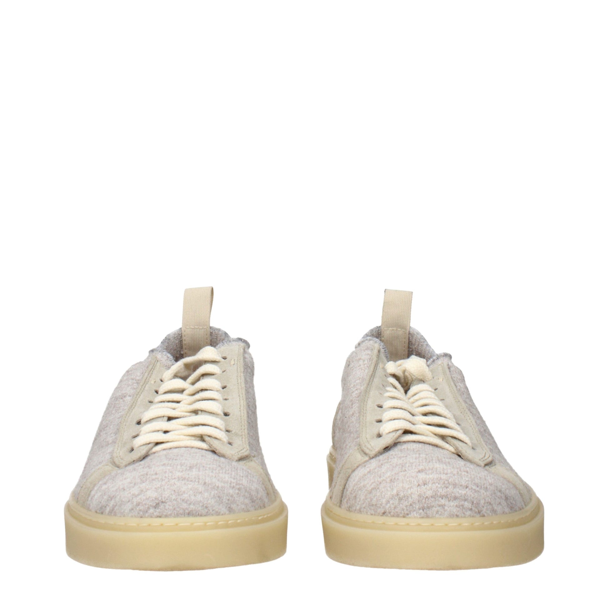 Beige Fabric Low Top Sneakers