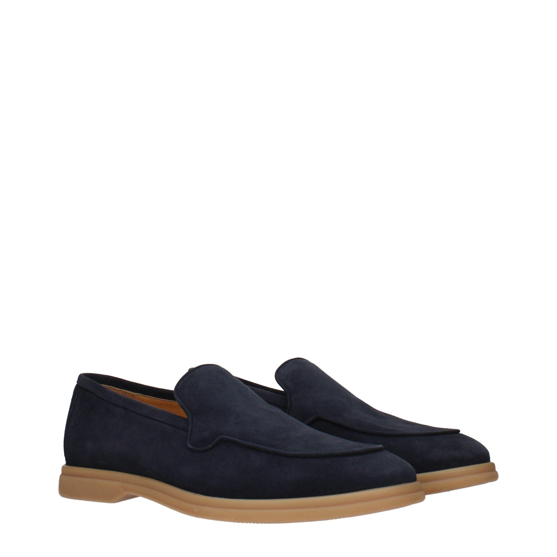 Blue Leather Slip-On Loafers