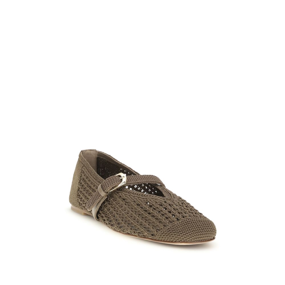 Beige Fabric Ballet Flats