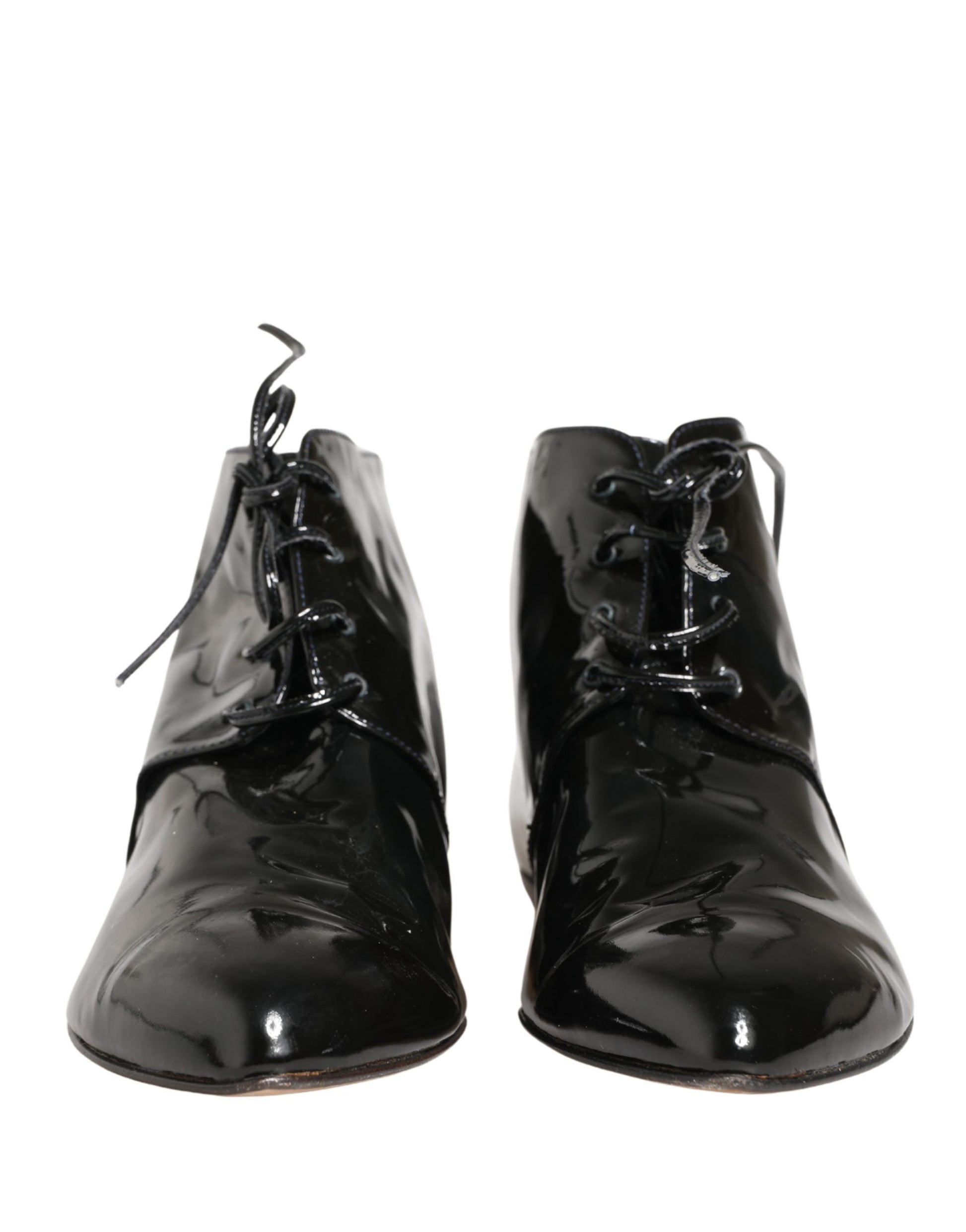 Black Leather AnkleBoots Shoes