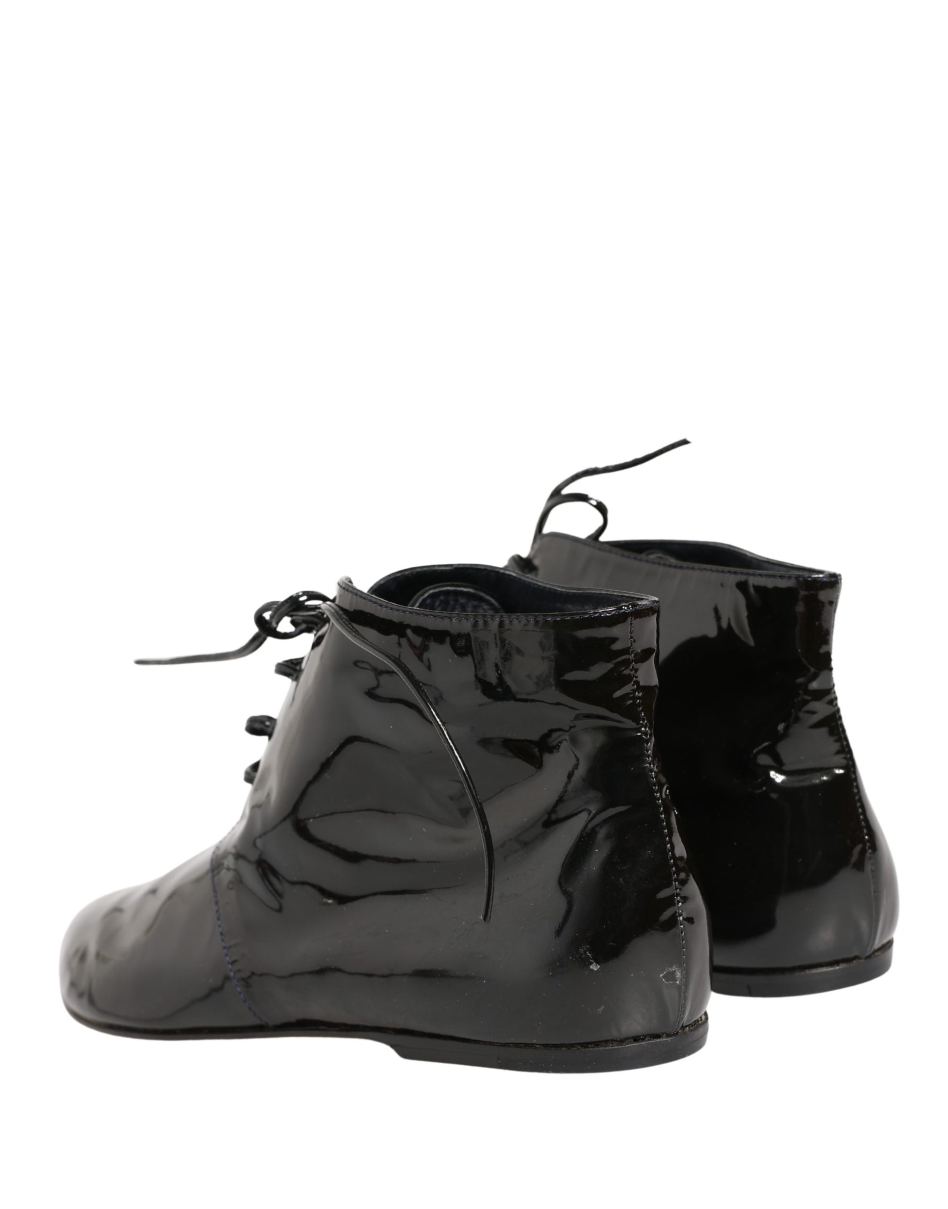 Black Leather AnkleBoots Shoes