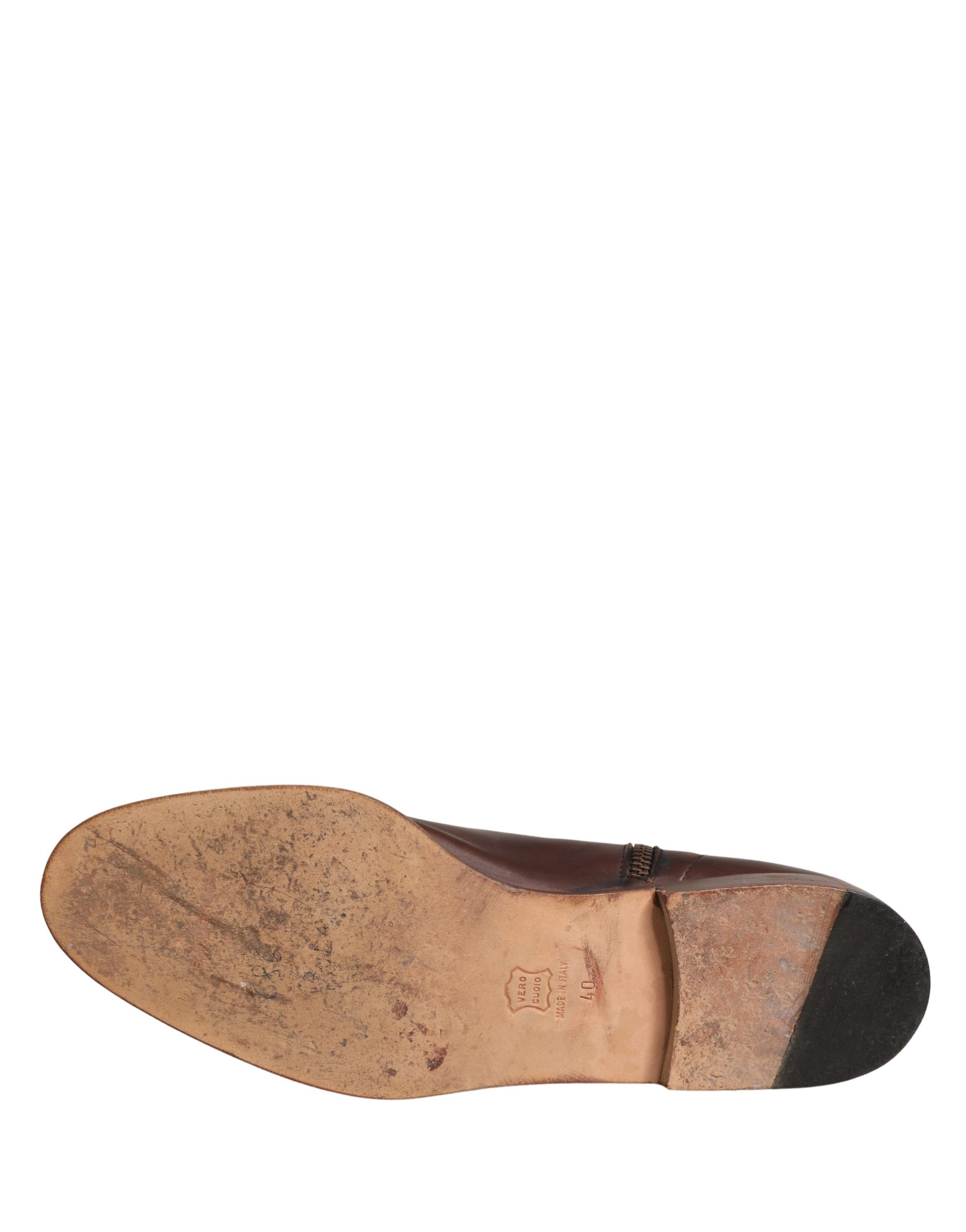 Brown Leather Flats Biker Ankle Boots Shoes