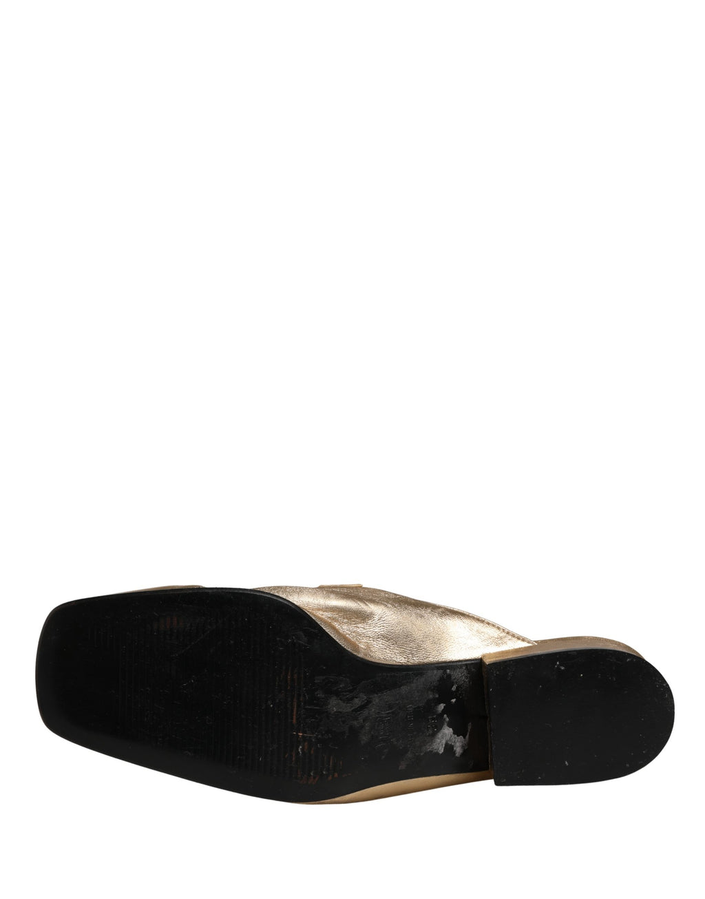 Gold Leather Flats Slides Mule Loafers Shoes