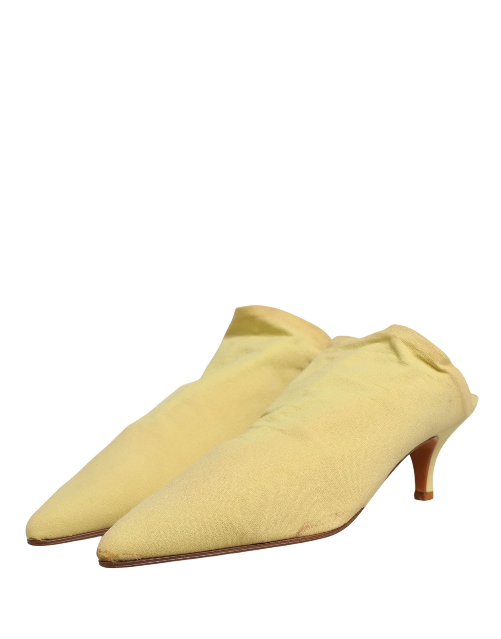 Yellow Suede Heel Mule Shoes