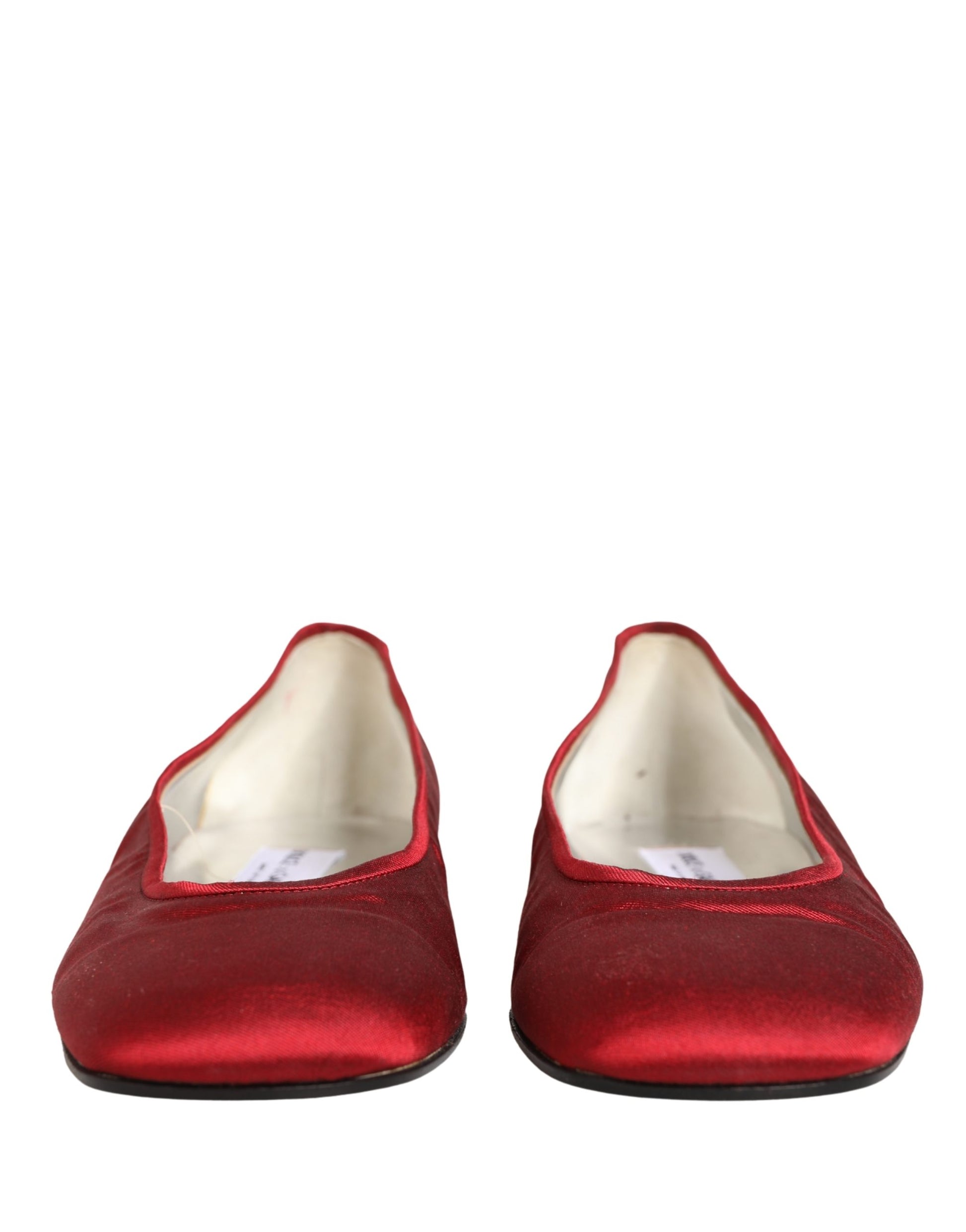 Red Satin Fabric Ballet Slip On Flats Shoes