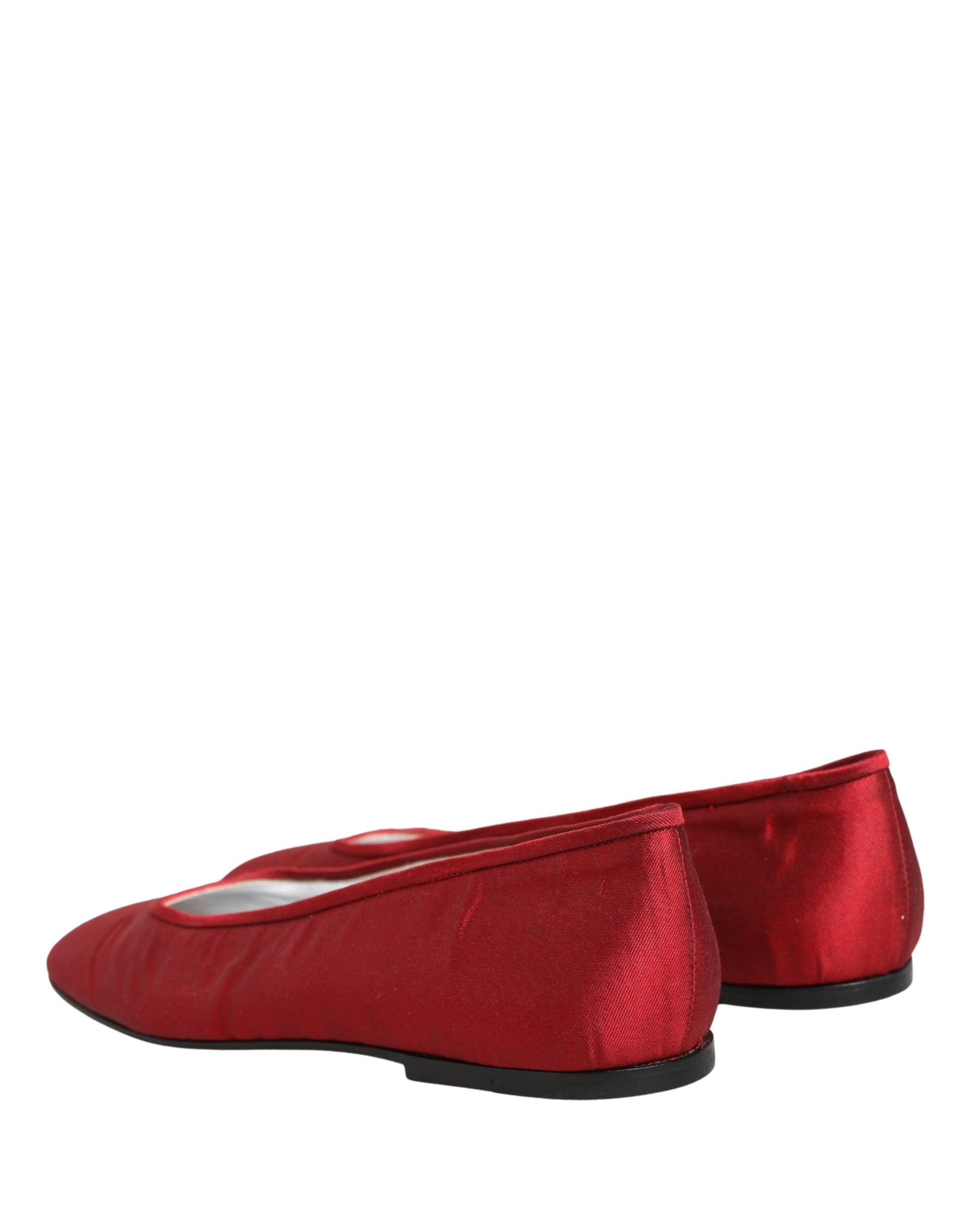 Red Satin Fabric Ballet Slip On Flats Shoes