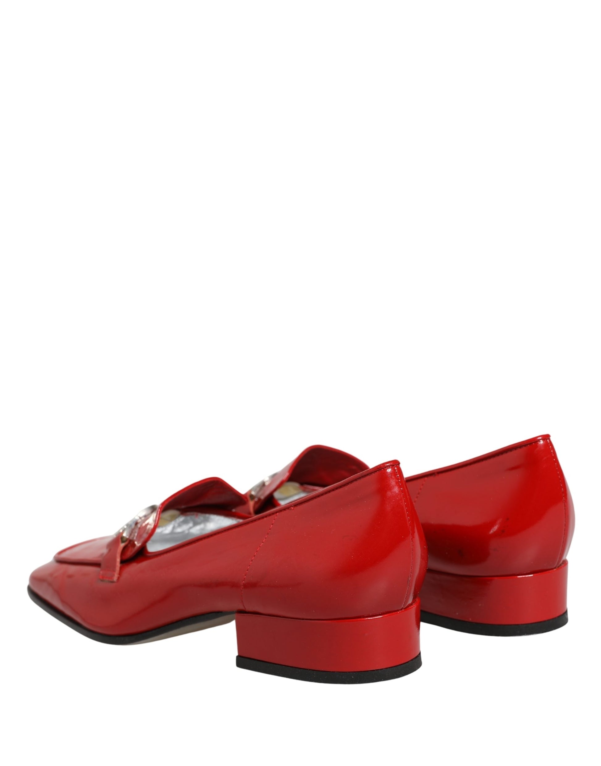Red Patent Leather Moccasin Slip On Shoes