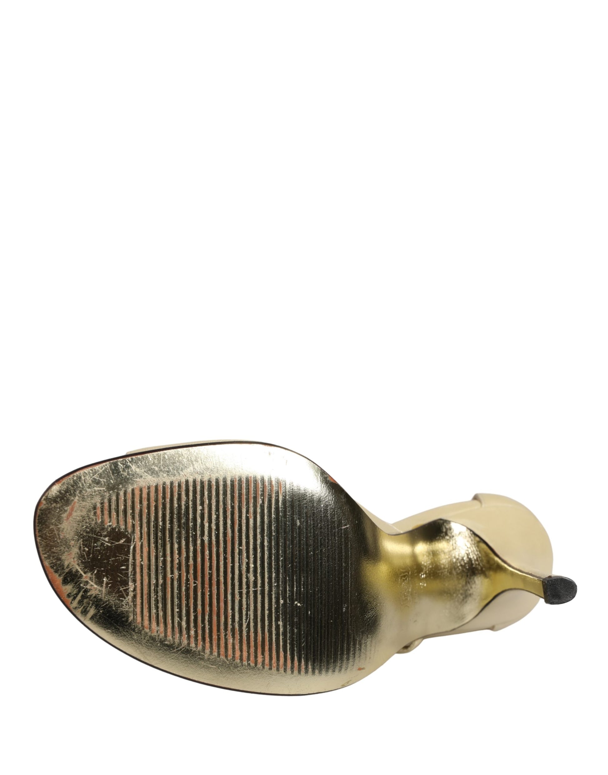 Beige Leather Stiletto Heels Sandals Shoes