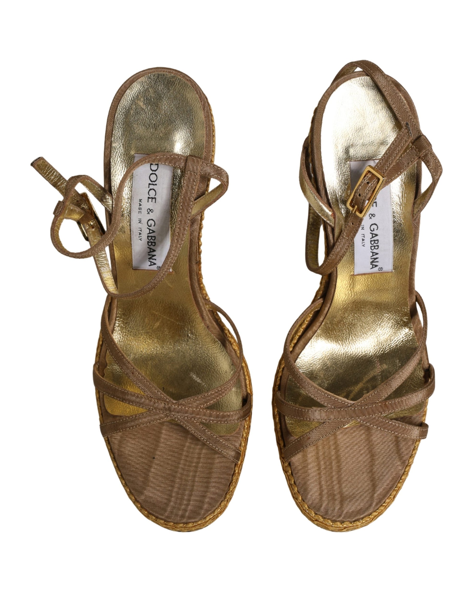 Brown Braided Ankle Strap Heels Sandals Shoes