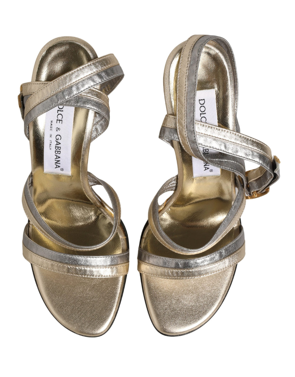 Gold Silver Leather Wedge Heels Sandals Shoes