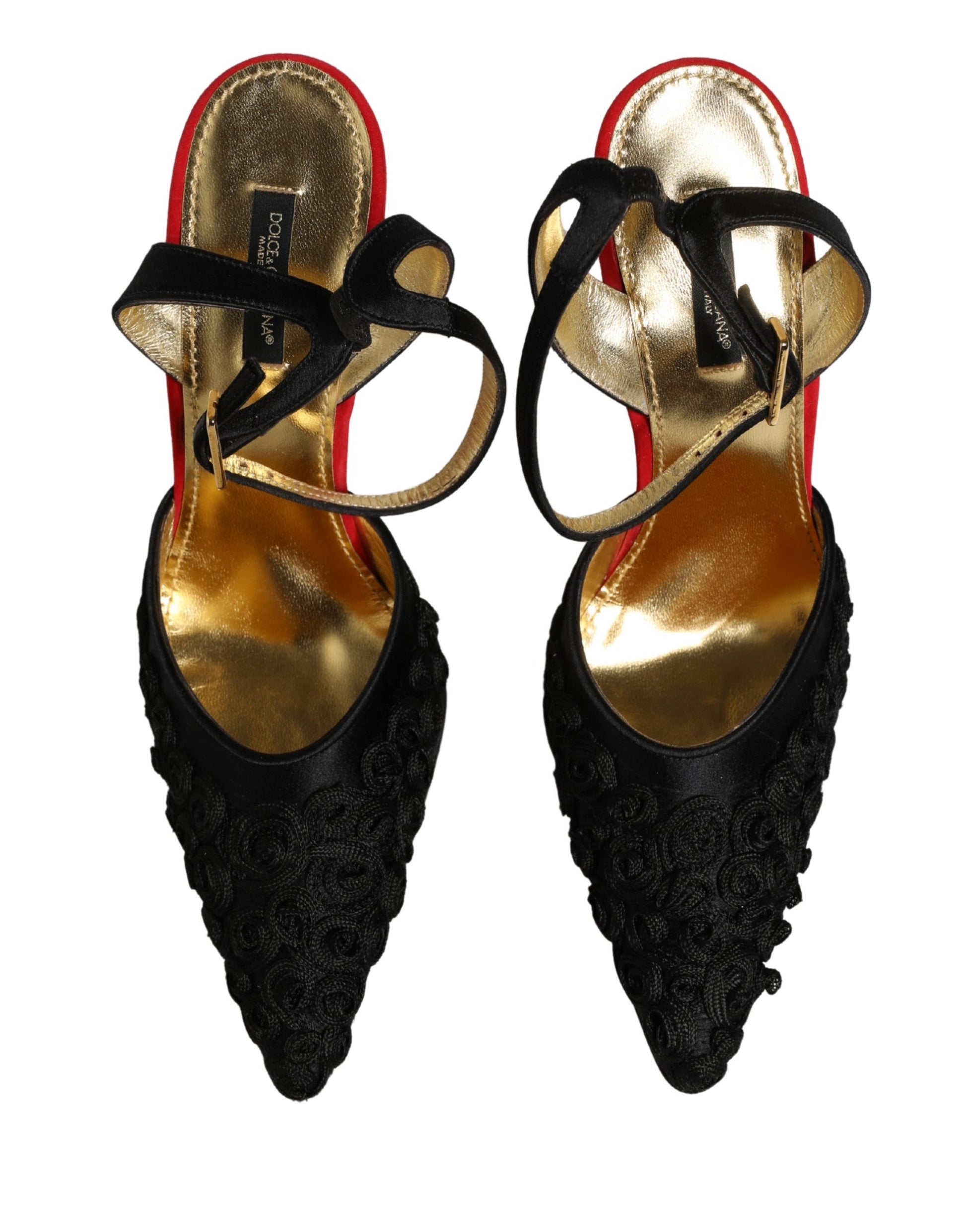 Black Satin Floral Ankle Strap Sandals Shoes