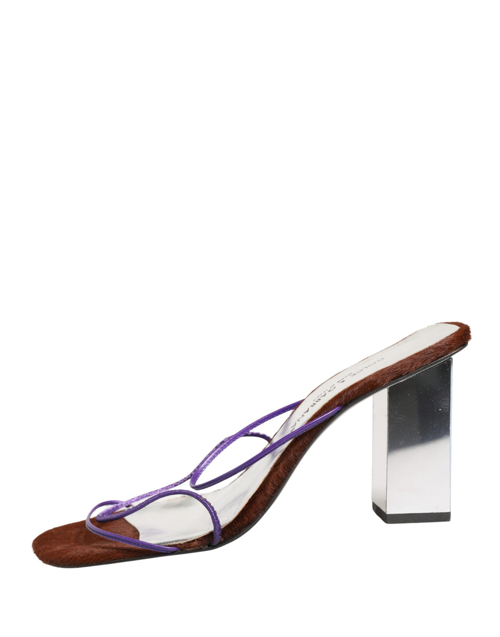 Silver Block Heels Slip On Sandals Shoes