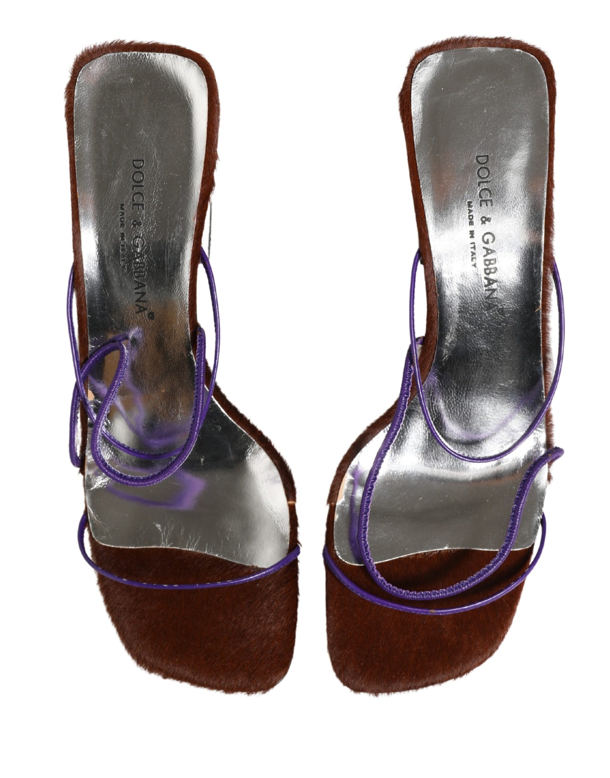 Silver Block Heels Slip On Sandals Shoes