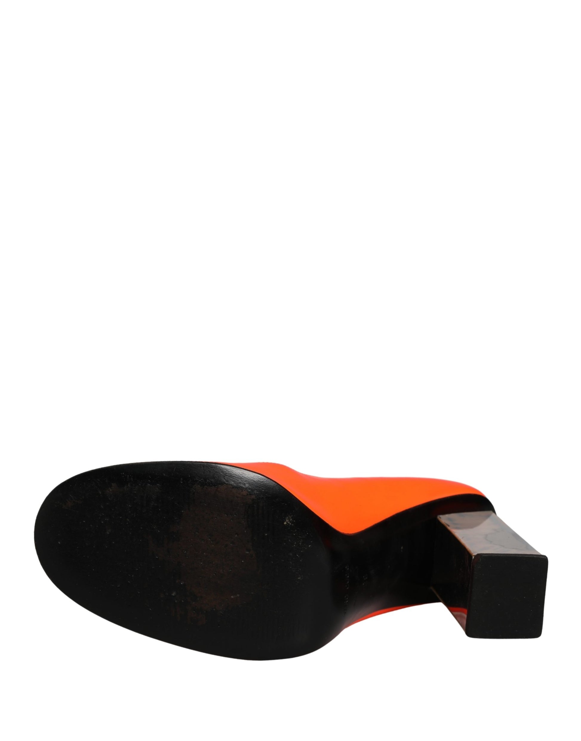 Orange Patent Leather Heels Pumps Shoes