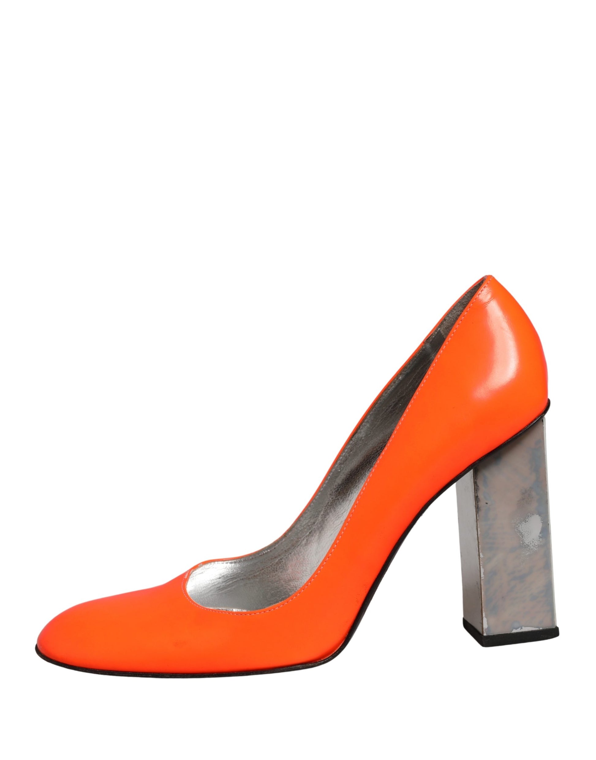 Orange Patent Leather Heels Pumps Shoes