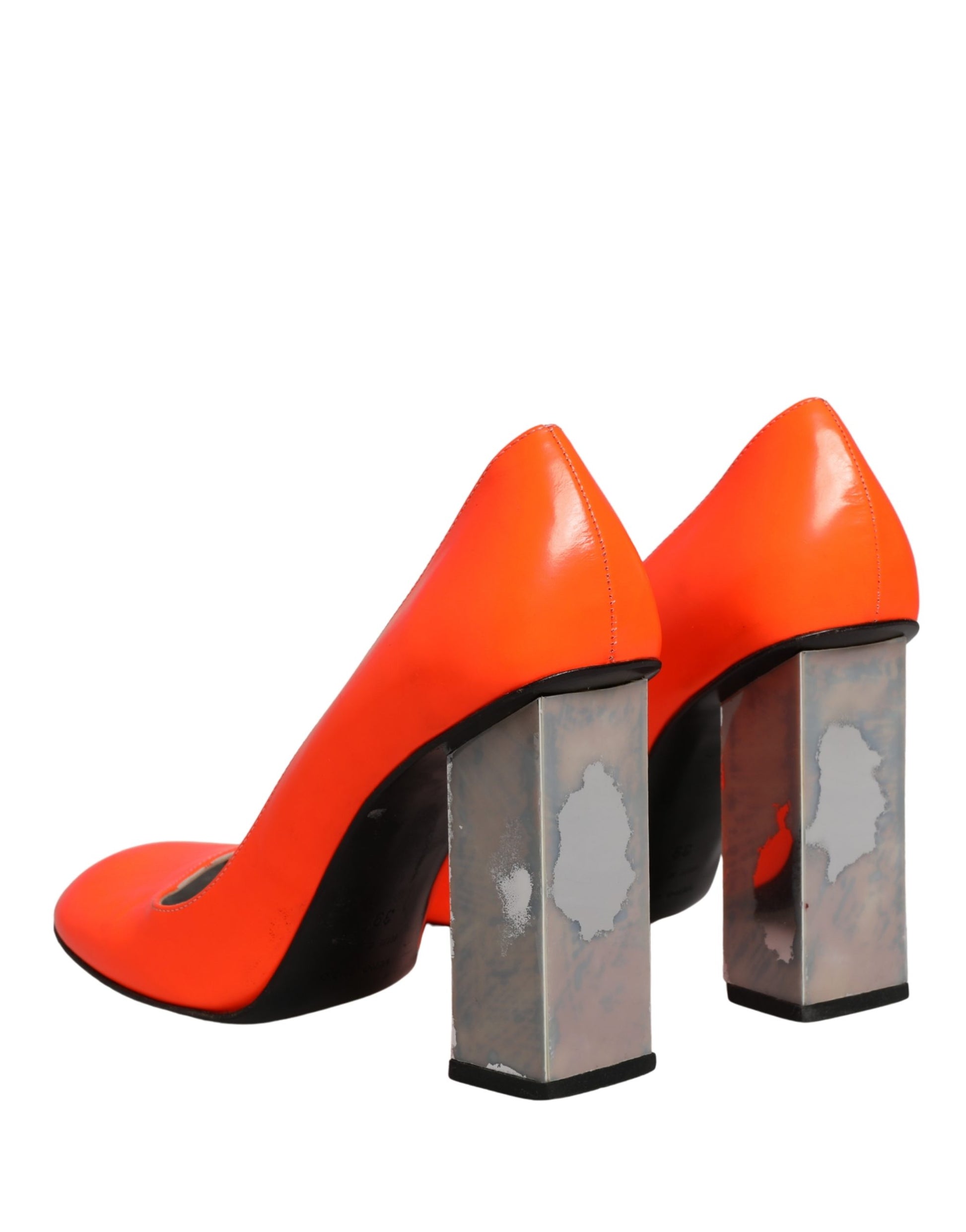 Orange Patent Leather Heels Pumps Shoes
