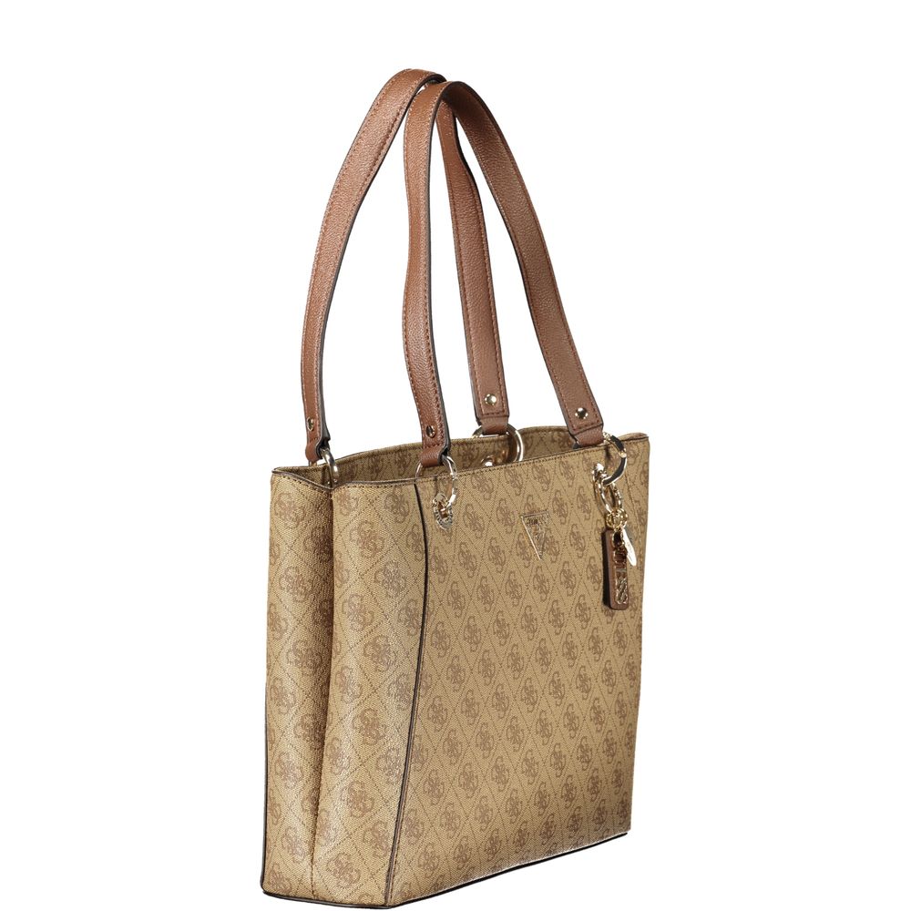 Beige Polyurethane Women Handbag