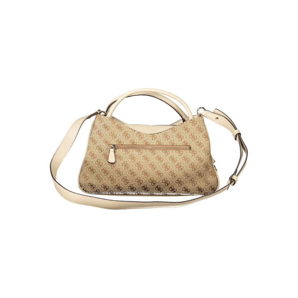 Beige Polyurethane Women Handbag