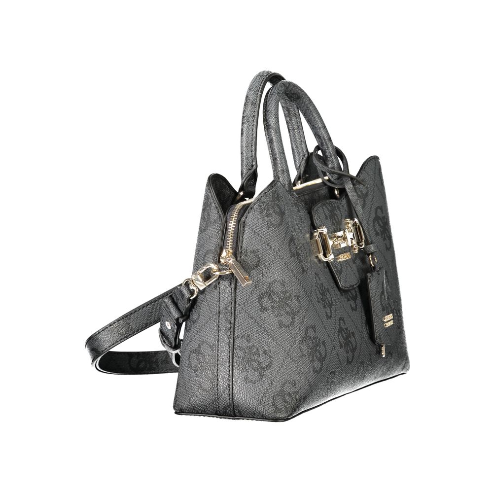 Black Polyurethane Women Handbag
