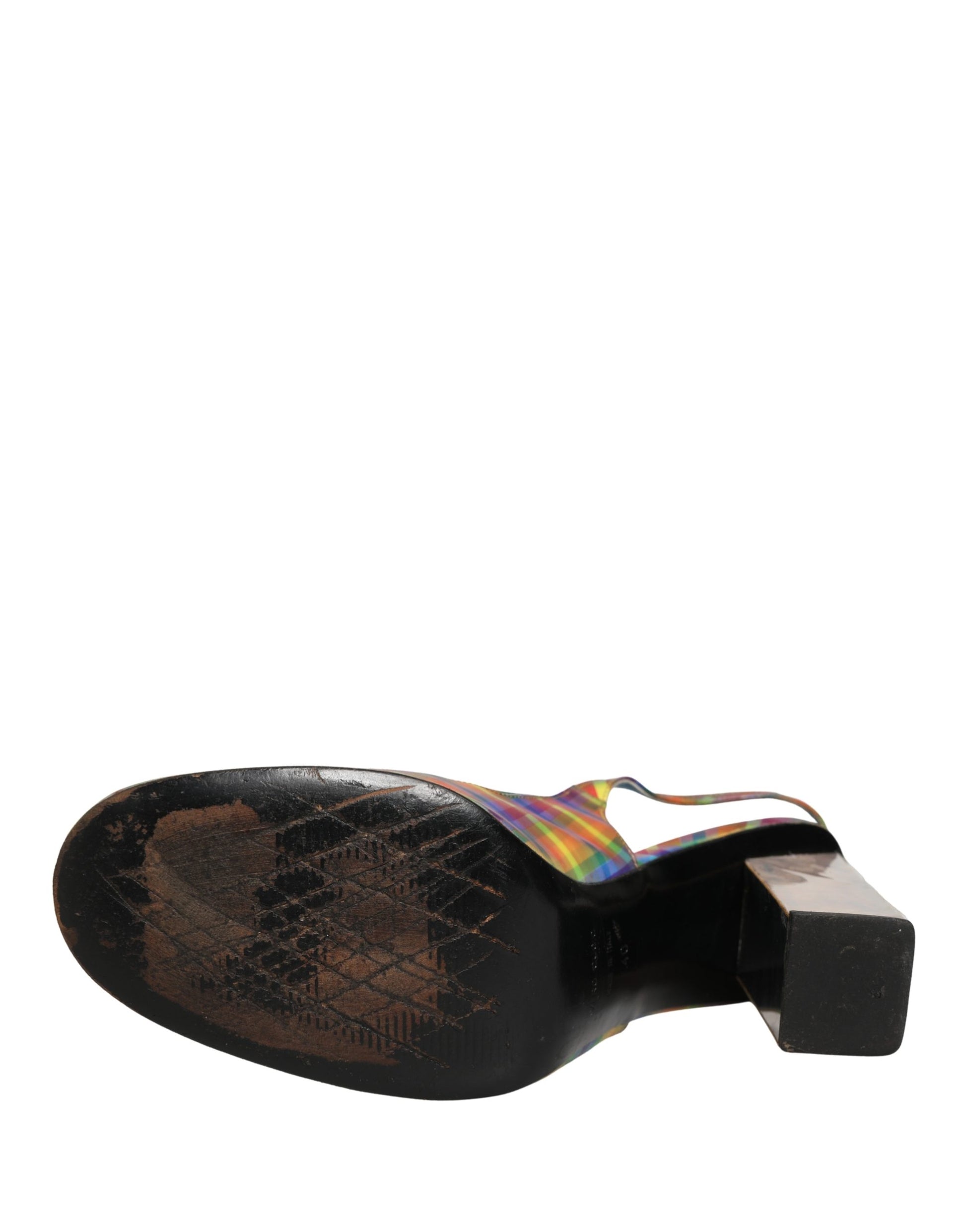 Multicolor Plaid Heels Slingback Sandals Shoes