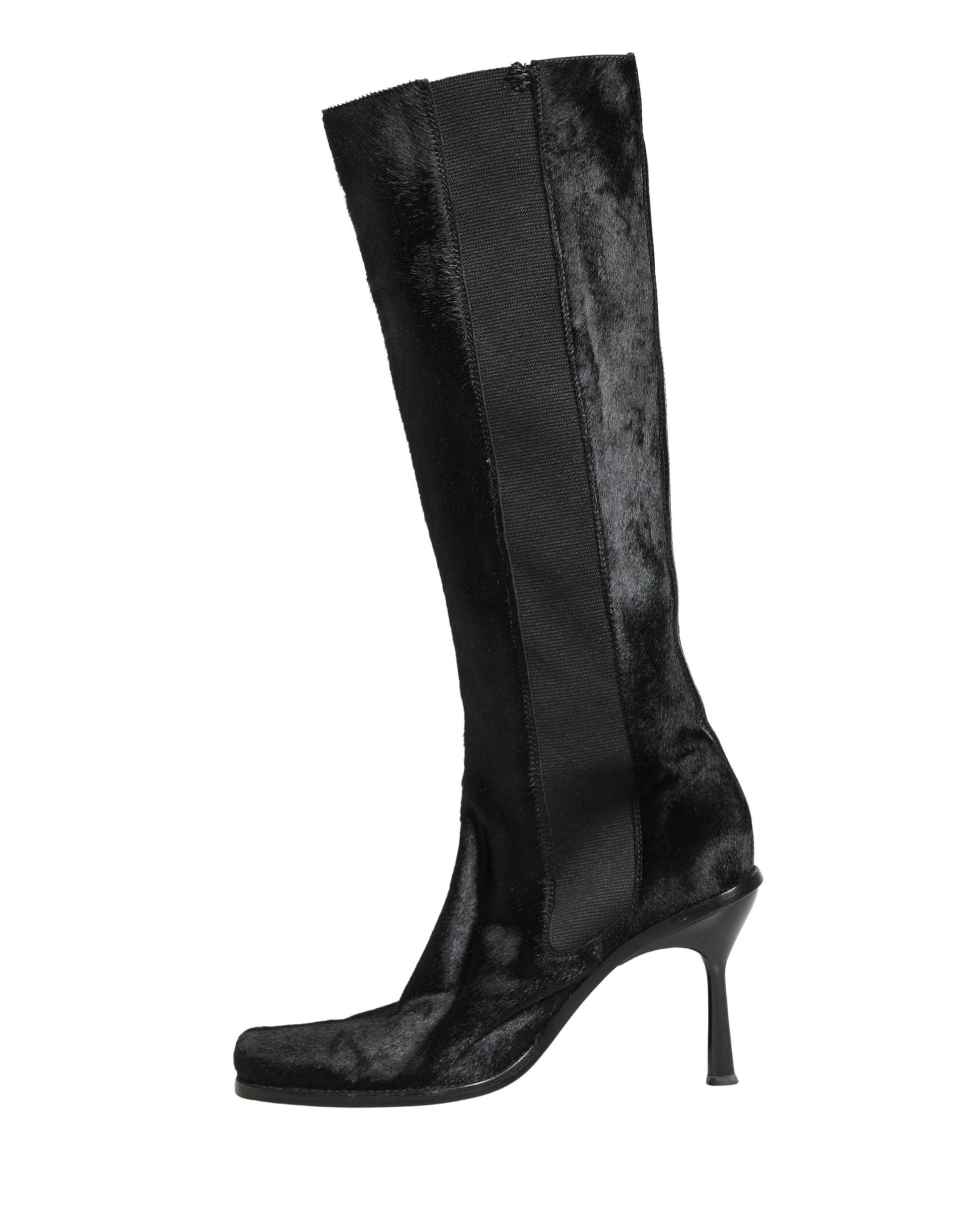 Black Suede Leather Knee High Boots Shoes