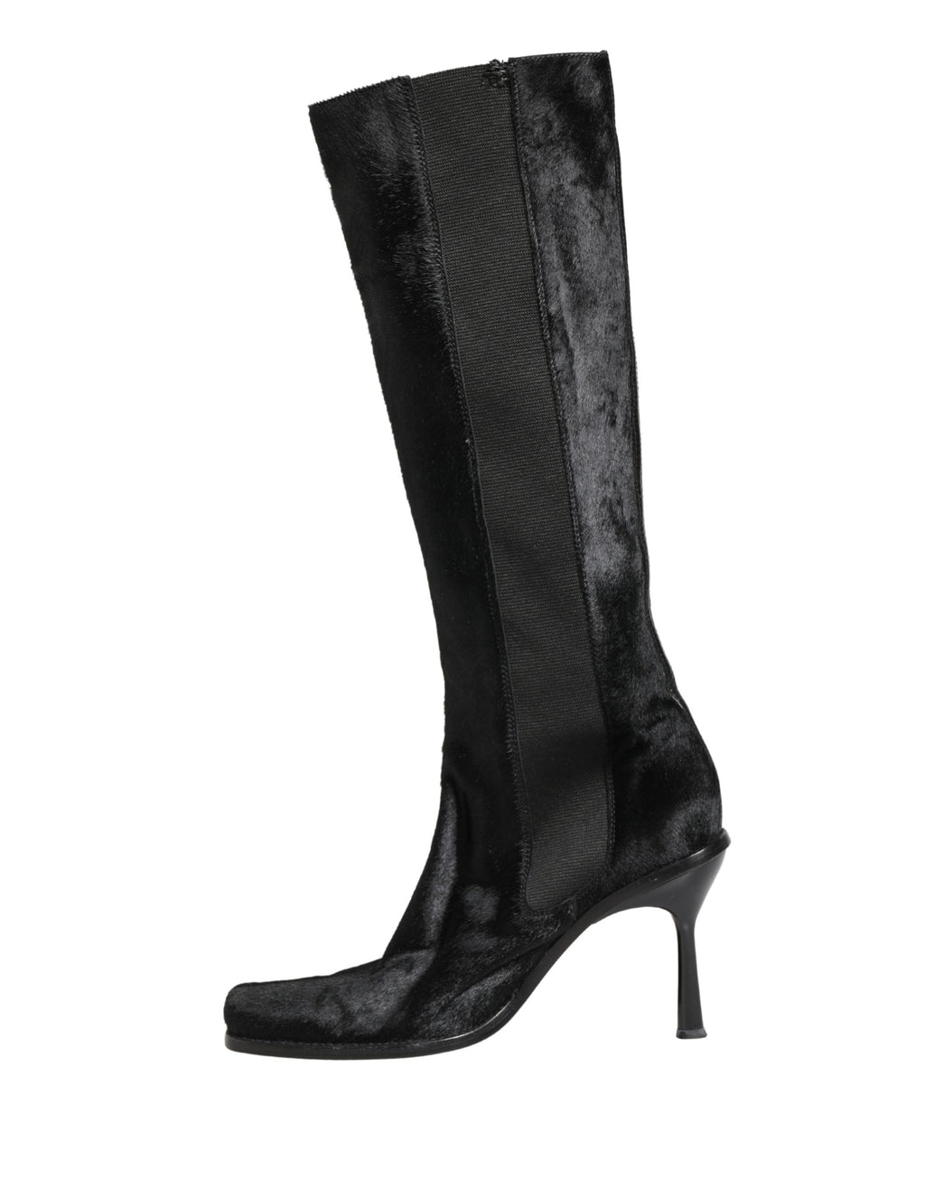 Black Suede Leather Knee High Boots Shoes