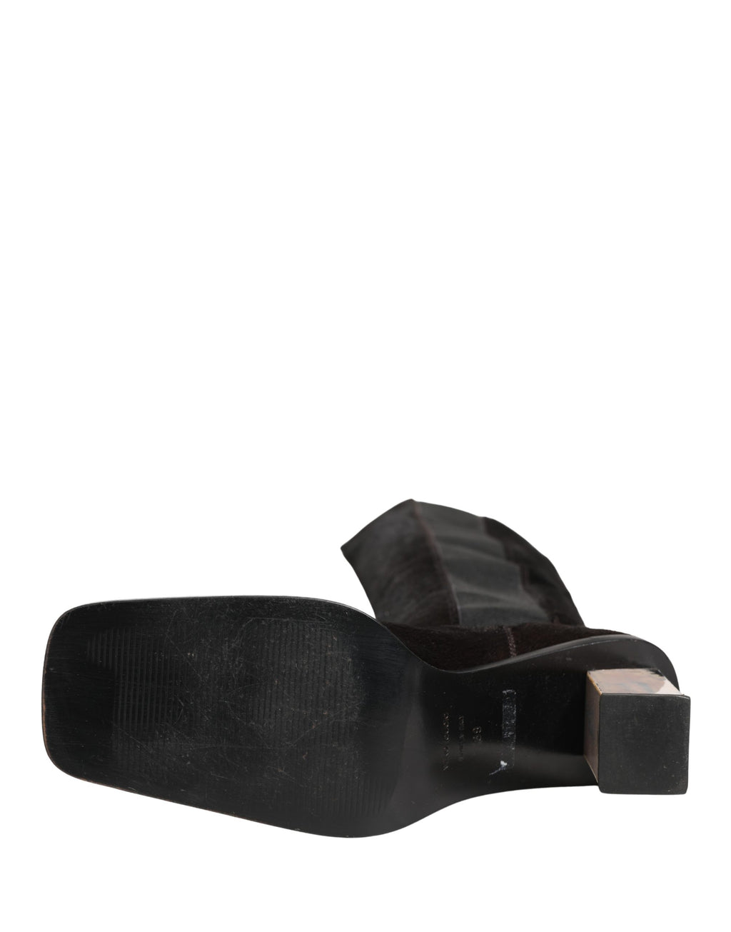 Black Suede Leather Knee High Boots Shoes