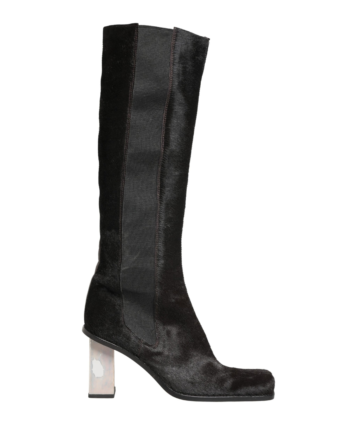 Black Suede Leather Knee High Boots Shoes