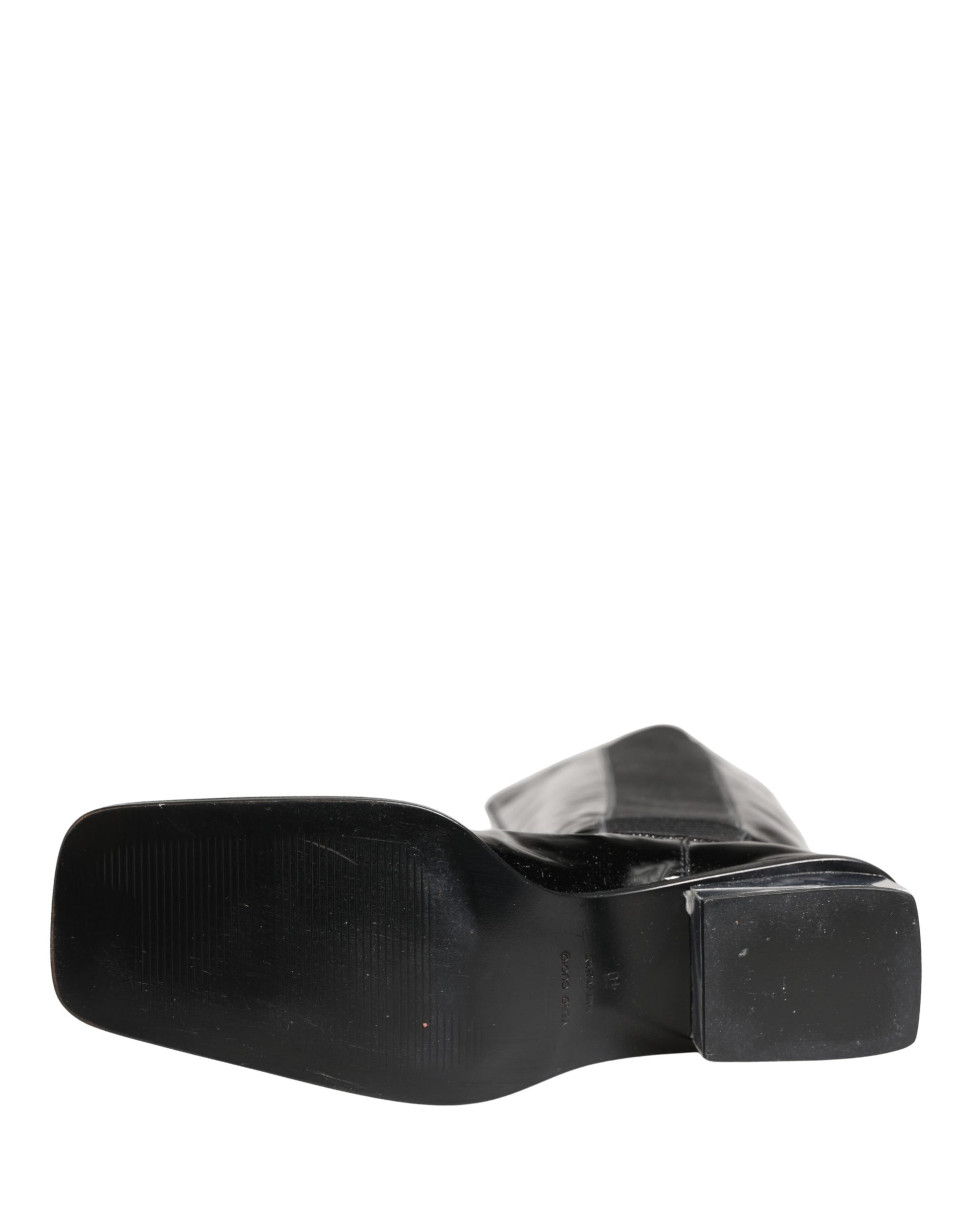 Black Patent Leather Knee High Boots Shoes