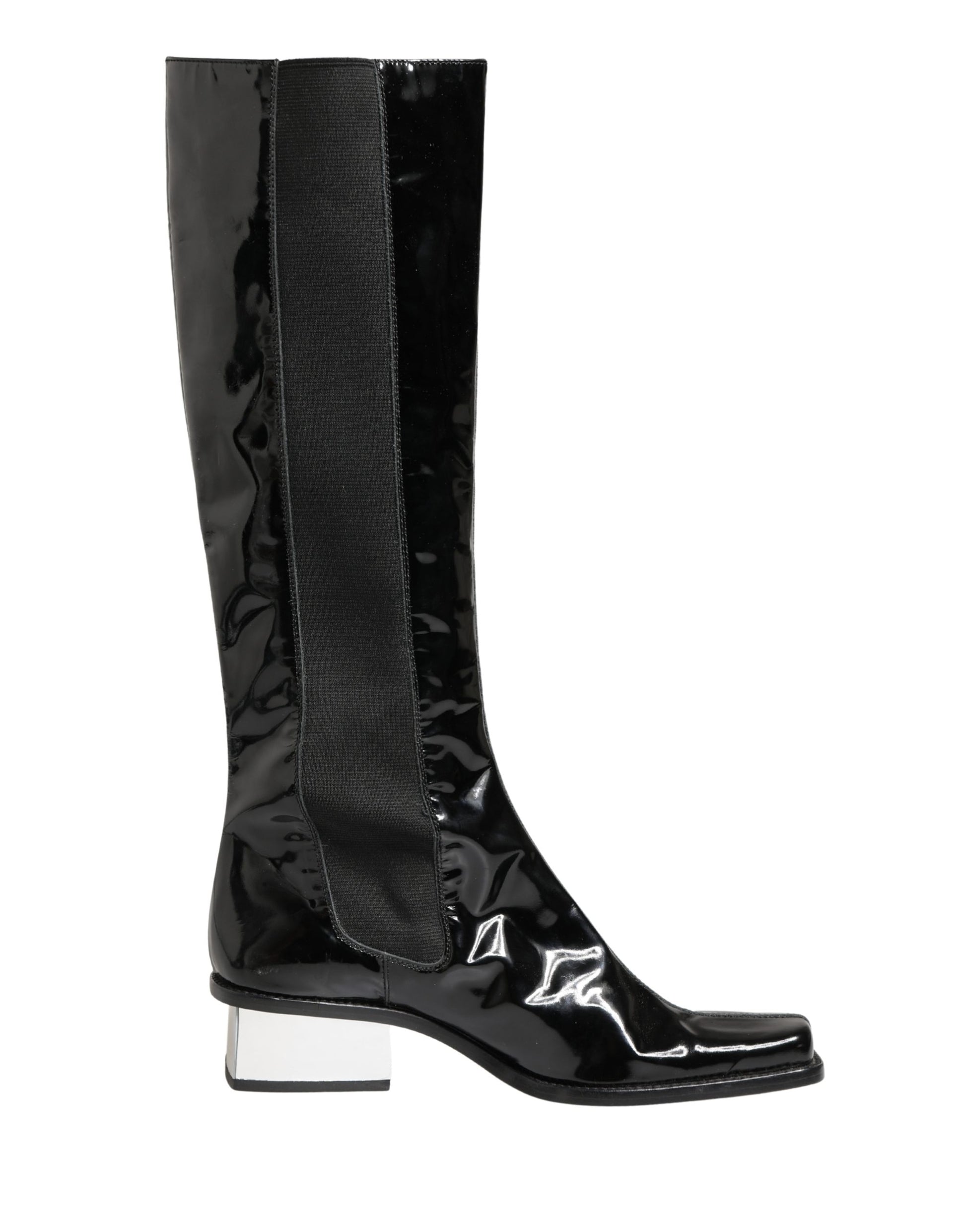 Black Patent Leather Knee High Boots Shoes