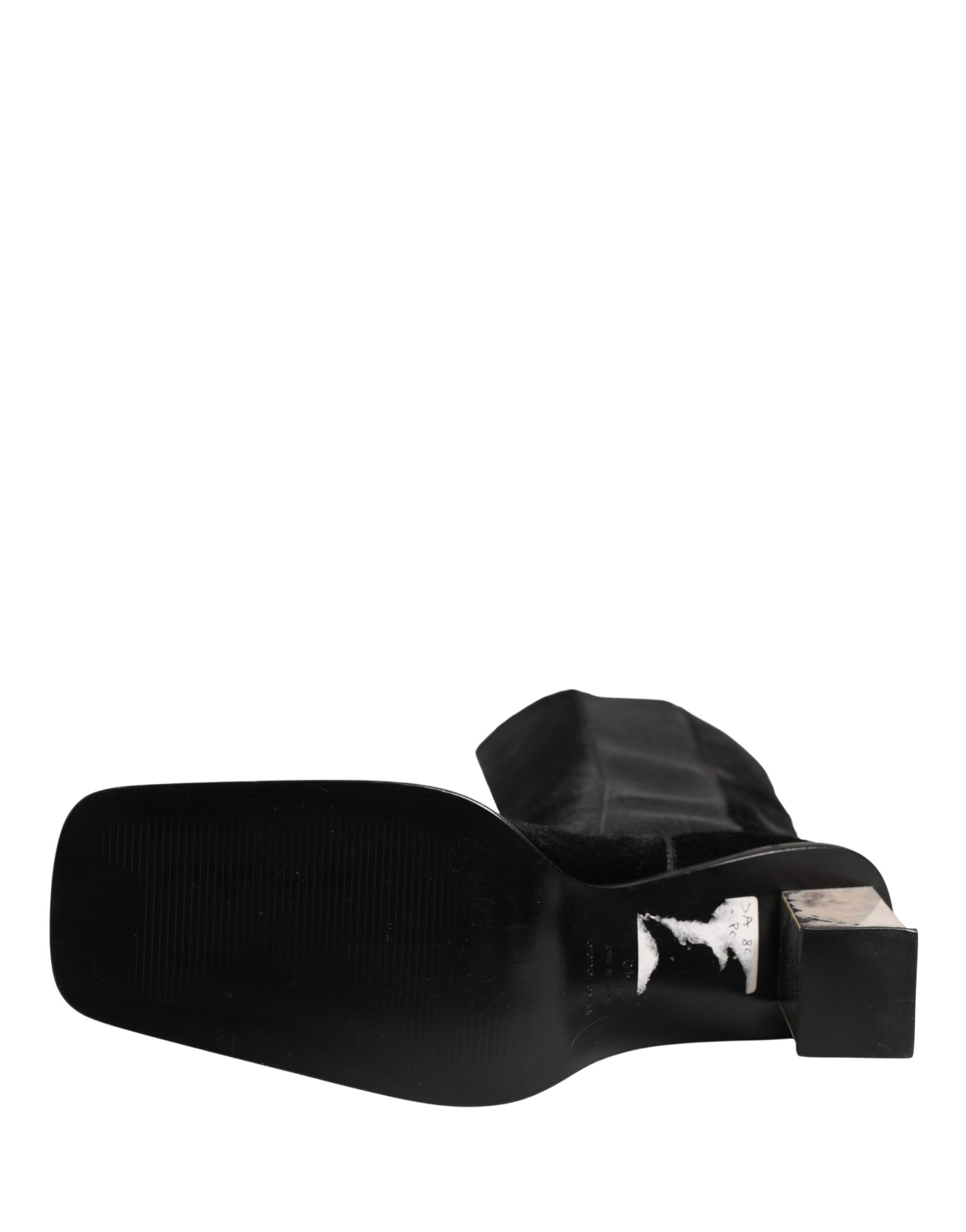 White Black Leather Knee High Boots Shoes