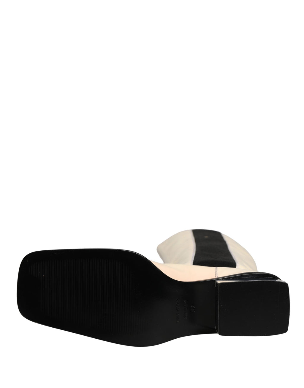 White Black Leather Knee High Boots Shoes