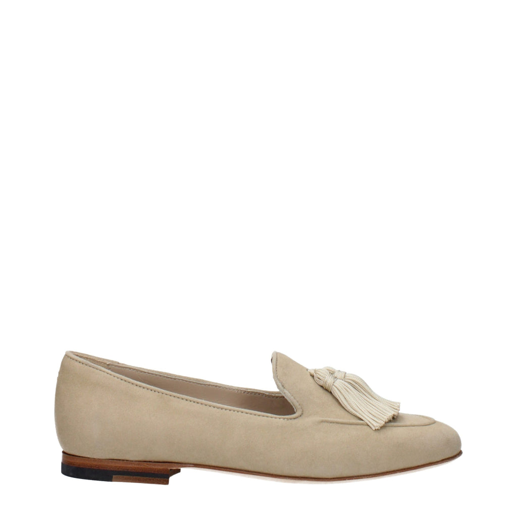 Beige Leather Slip-On Loafers