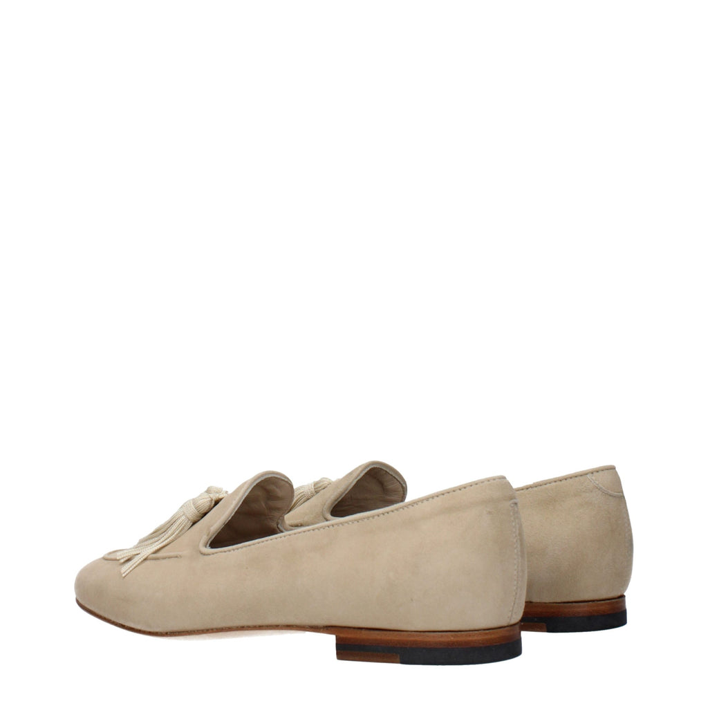 Beige Leather Slip-On Loafers